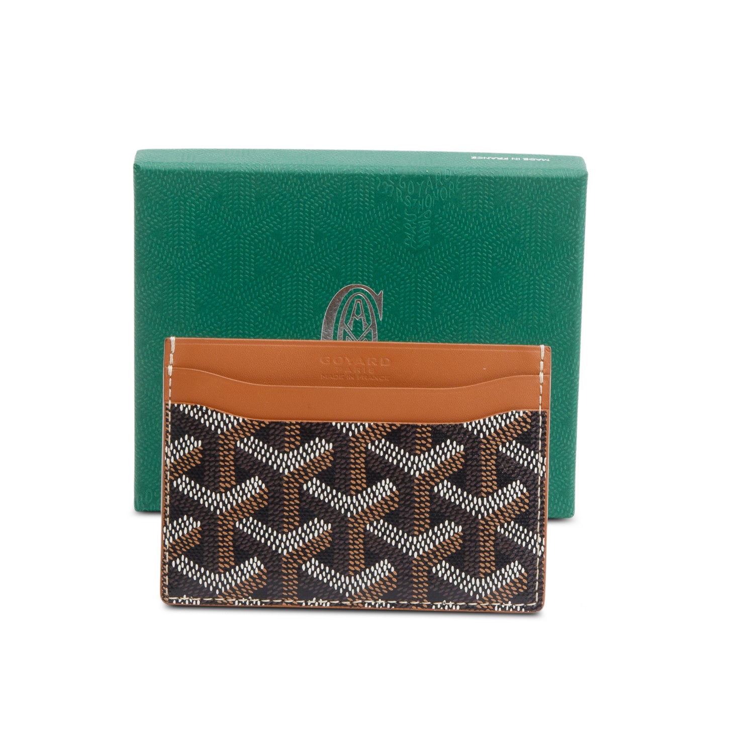 Goyard 2023 Brown Leather & Coated Canvas Saint Sulpice Card Holder w/ Box & Receipt