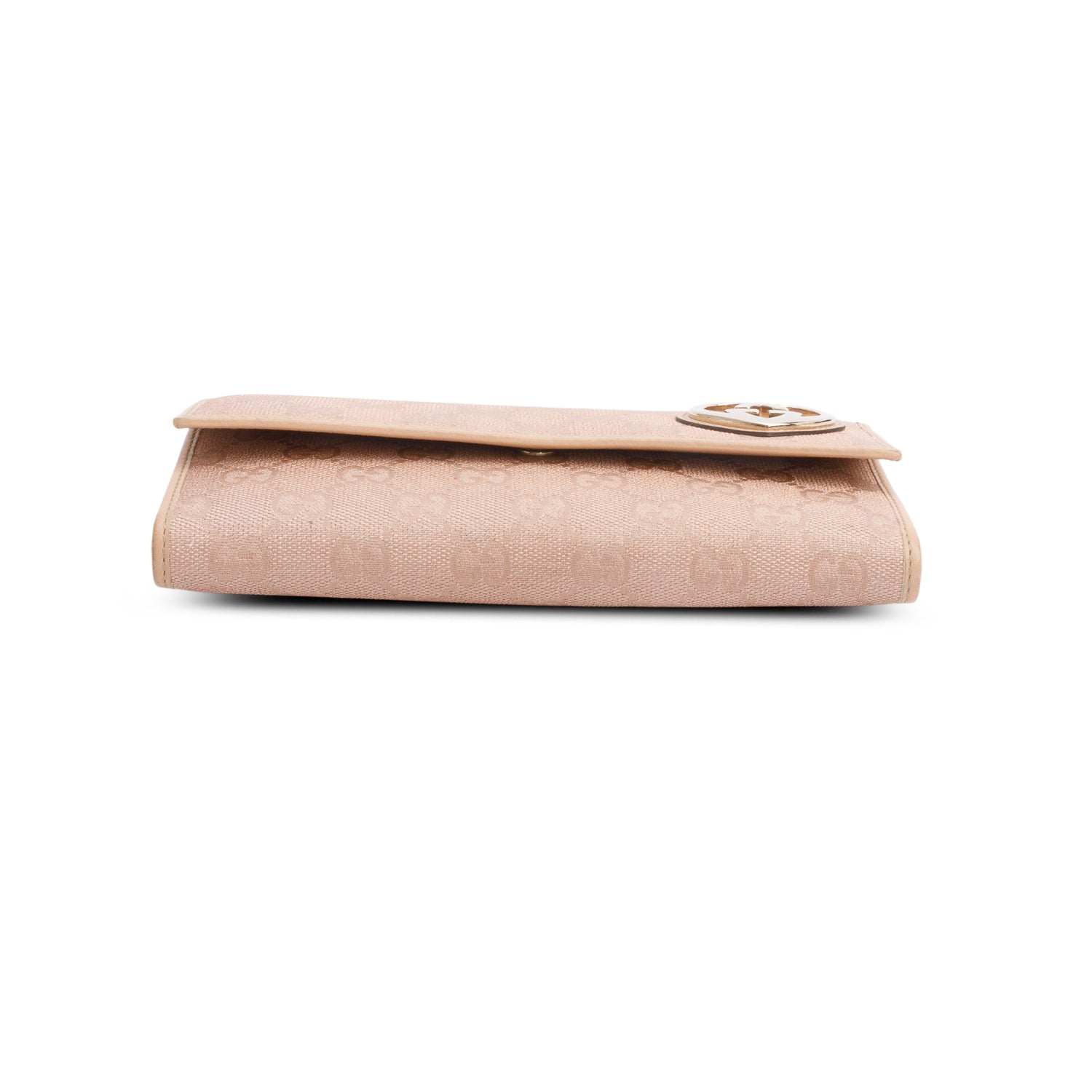 Gucci Metallic Pink GG Canvas Lovely Heart Continental Wallet
