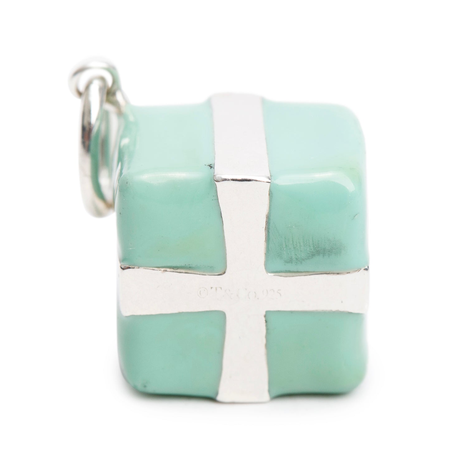 Tiffany & Co. Sterling Silver Blue Enamel Present Box Charm