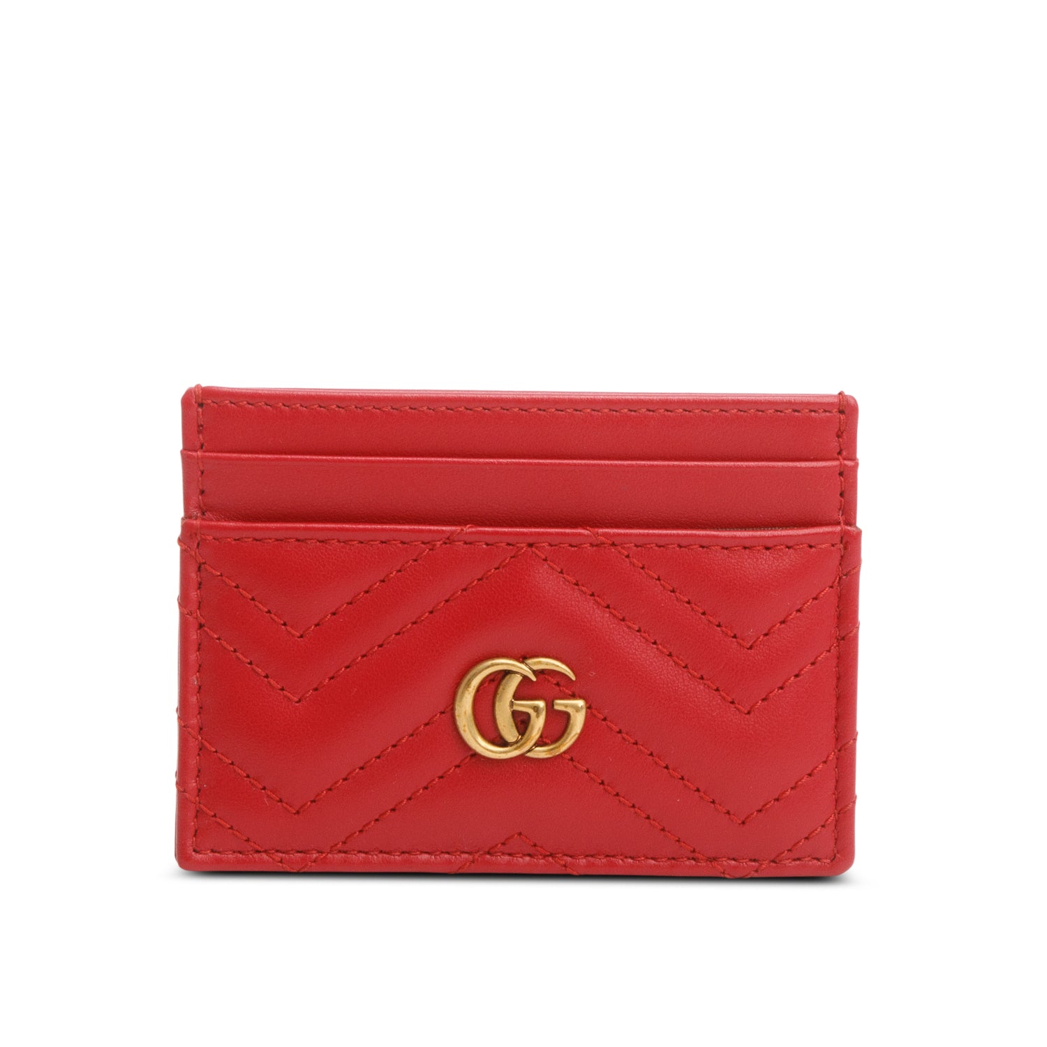 Gucci Red GG Marmont Card Case w/ Box