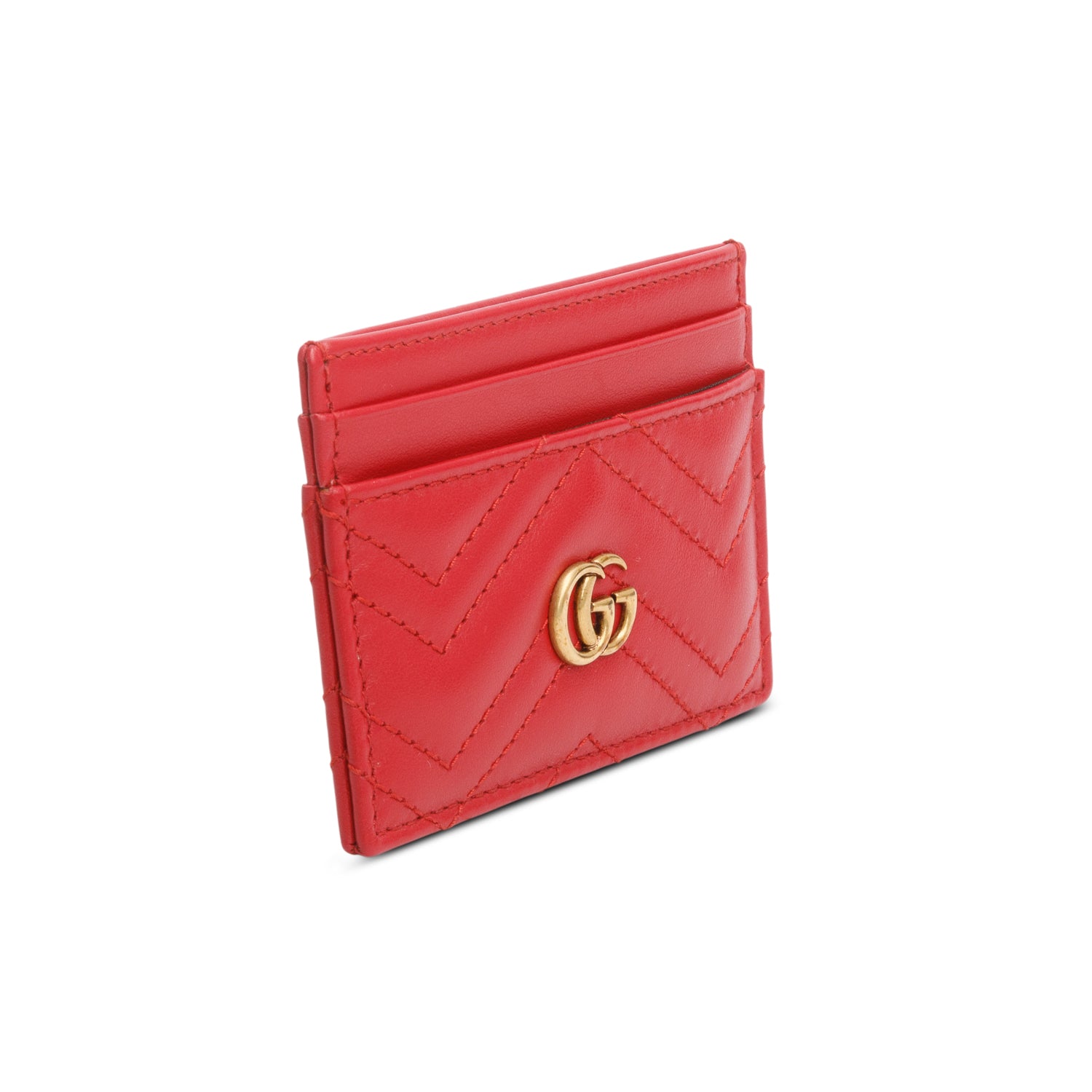 Gucci Red GG Marmont Card Case w/ Box
