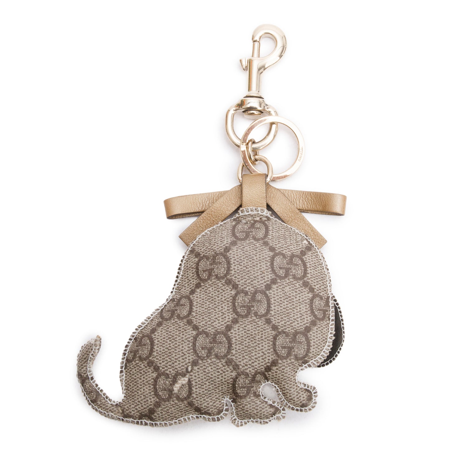 Gucci Gold Plated GG Supreme Sam Dog Bag Charm Key Chain