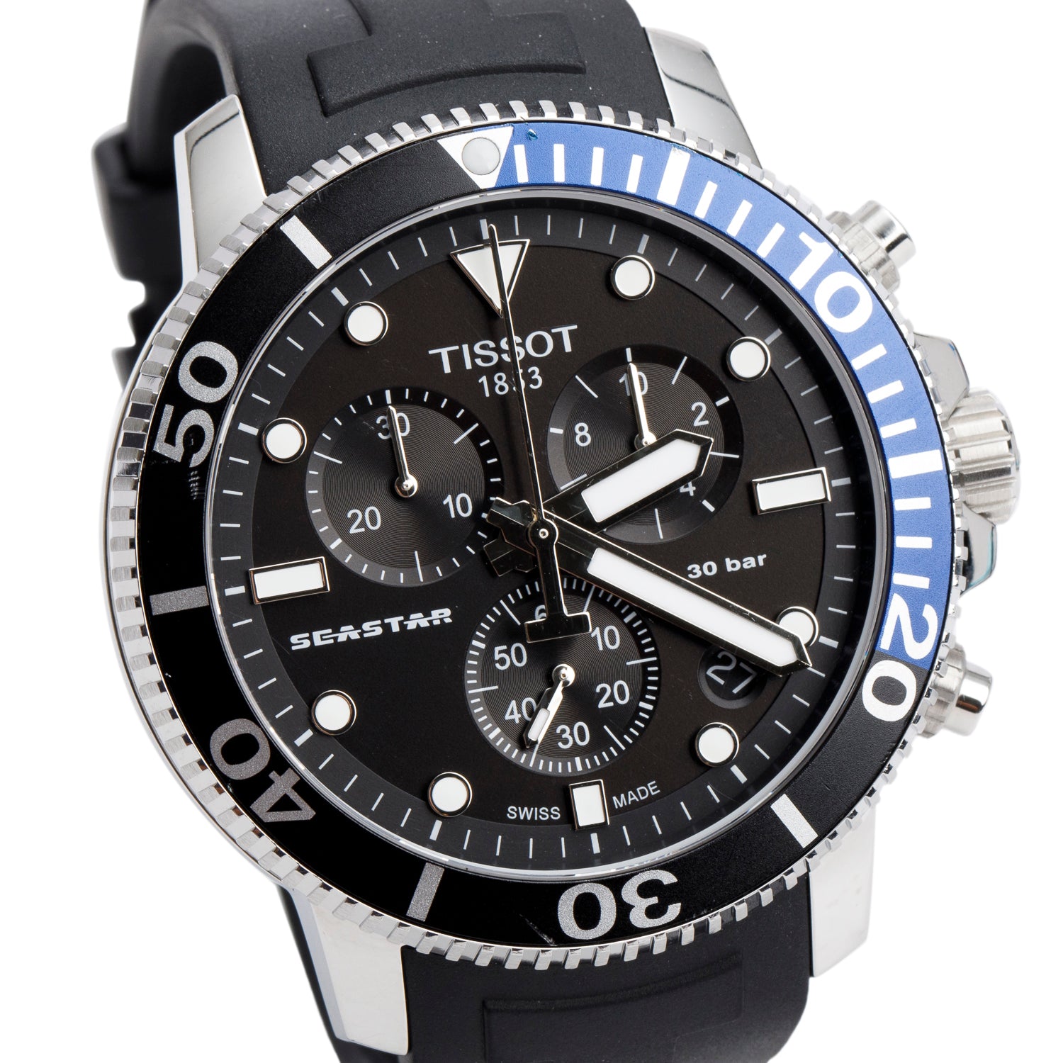 Tissot Stainless Steel Seastar 1000 45.5 MM Chronograph Quartz Watch Black Dial