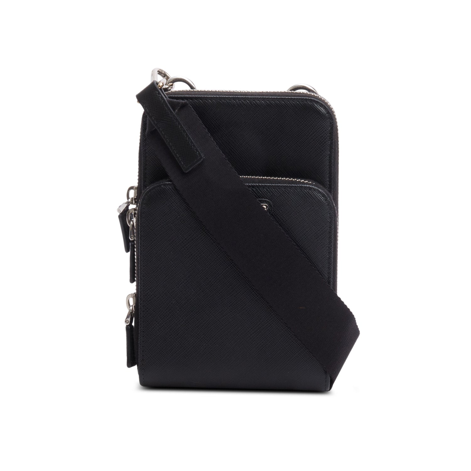 Prada Black Saffiano Leather Smartphone Case Crossbody Bag w/ Box & Strap