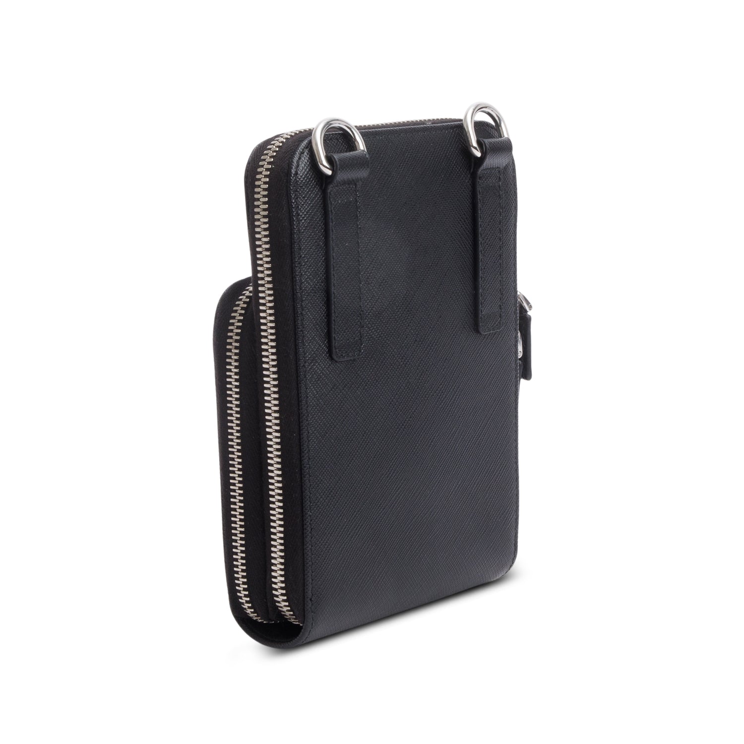 Prada Black Saffiano Leather Smartphone Case Crossbody Bag w/ Box & Strap