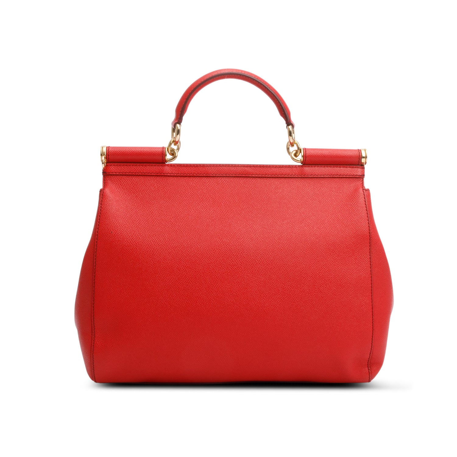 Dolce & Gabanna Red Dauphine Calfskin Leather Large Miss Sicily Handbag w/ Strap