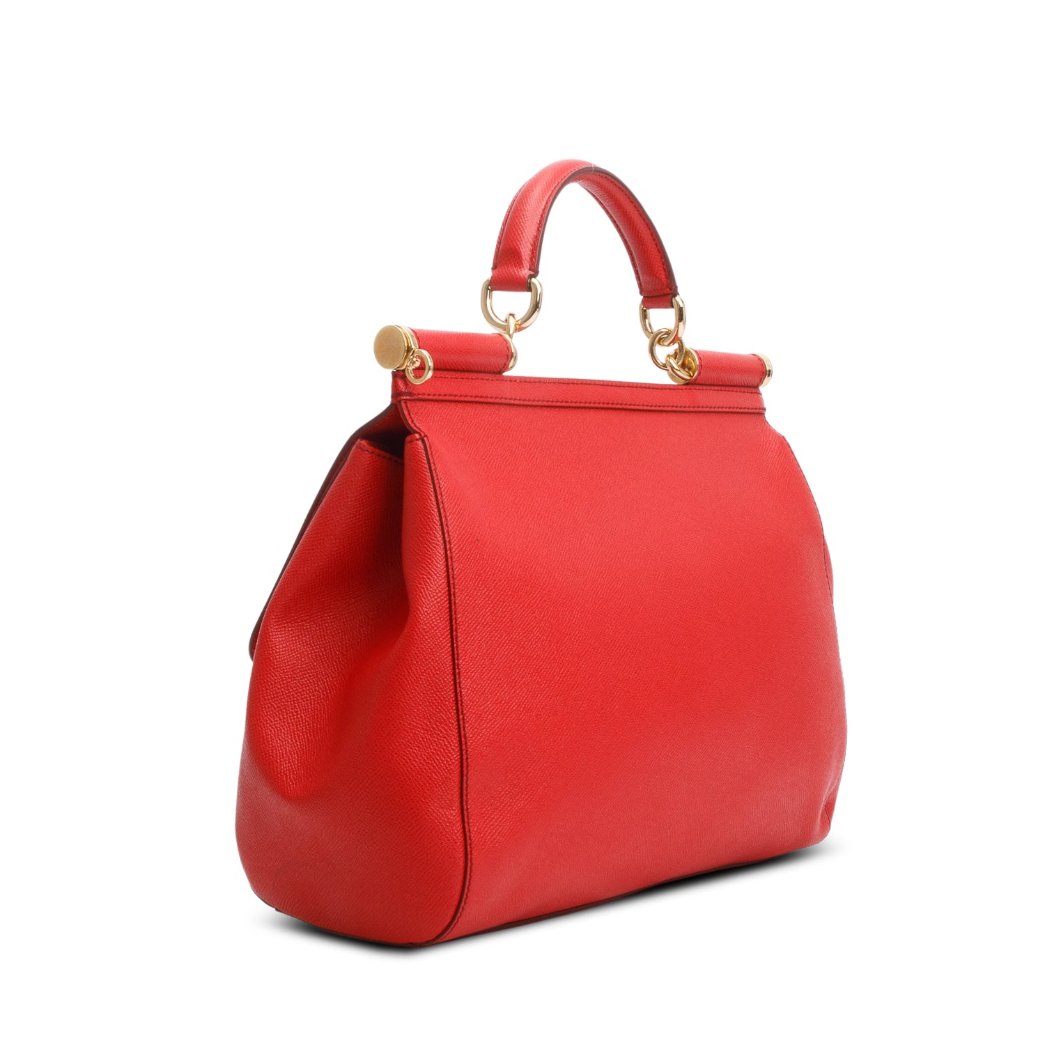 Dolce & Gabanna Red Dauphine Calfskin Leather Large Miss Sicily Handbag w/ Strap