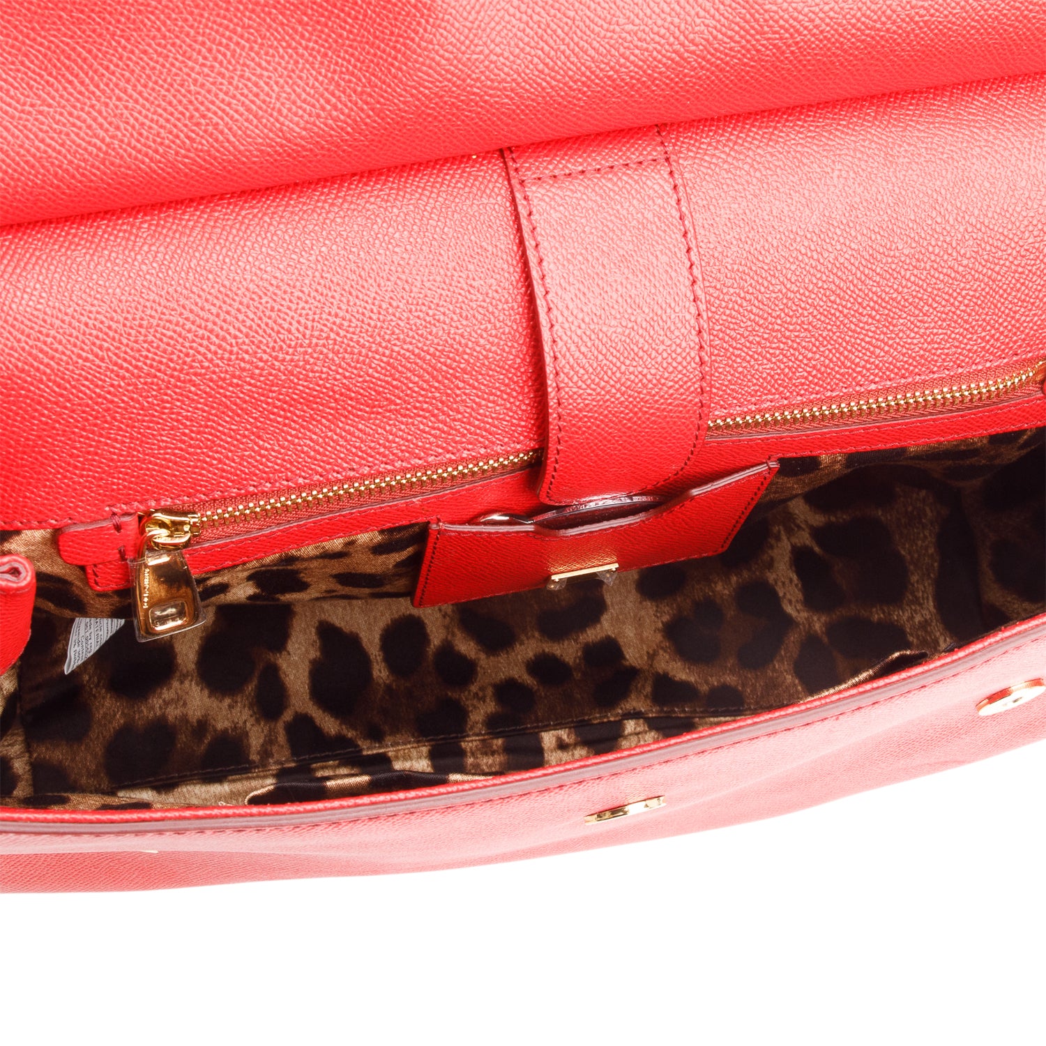 Dolce & Gabanna Red Dauphine Calfskin Leather Large Miss Sicily Handbag w/ Strap