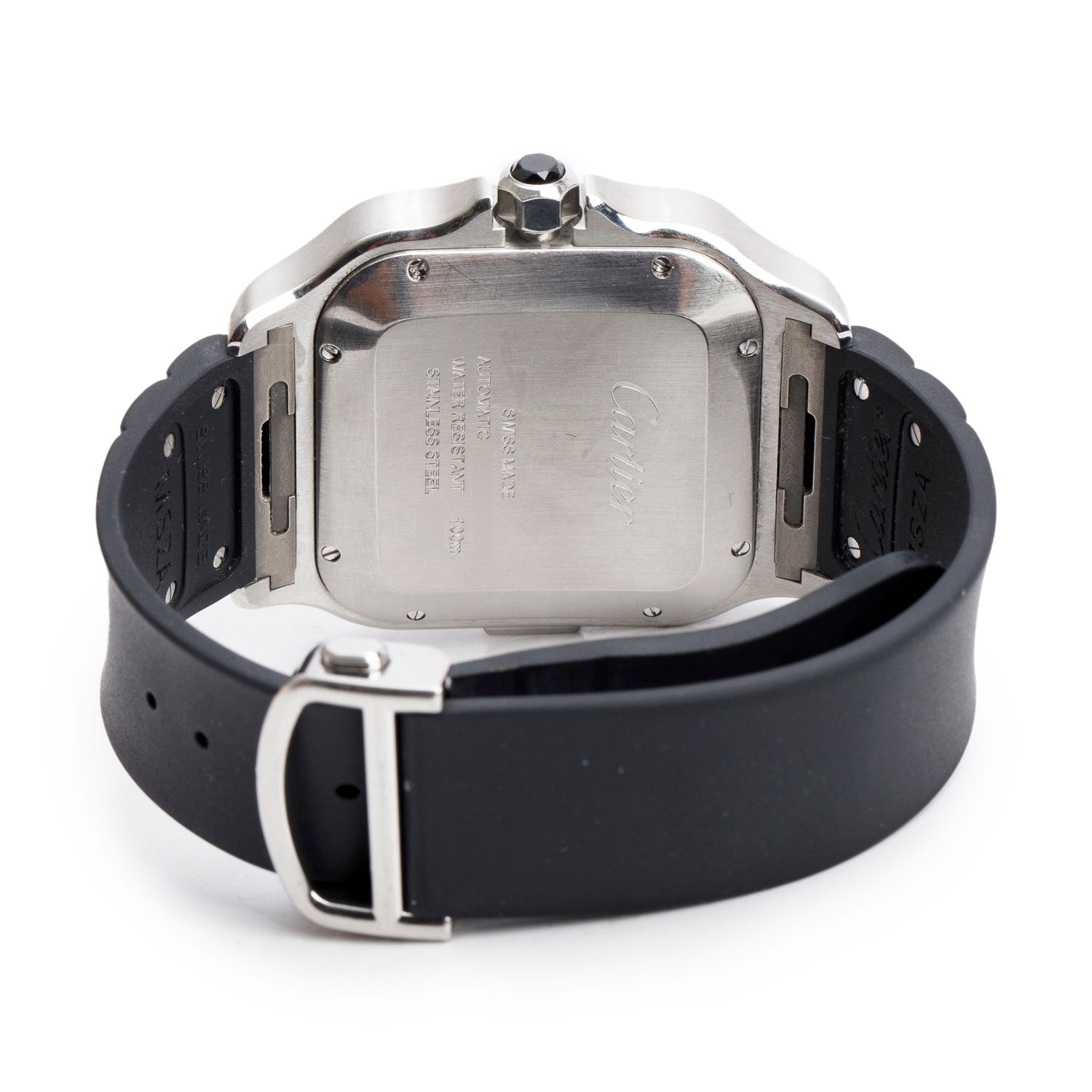 Cartier Stainless Steel & ADLC Santos de Cartier Automatic Chronograph Watch, Extra-Large Model 4183 w/ Box, Papers & Extra Strap