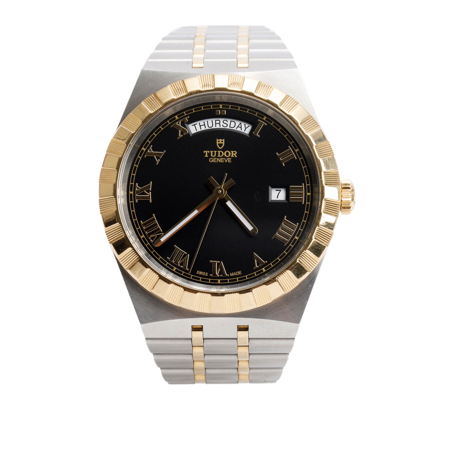 Tudor 2022 Stainless Steel & 18k Yellow Gold Royal 41 MM Automatic Watch Black Dial 28603 w/ Box & Papers