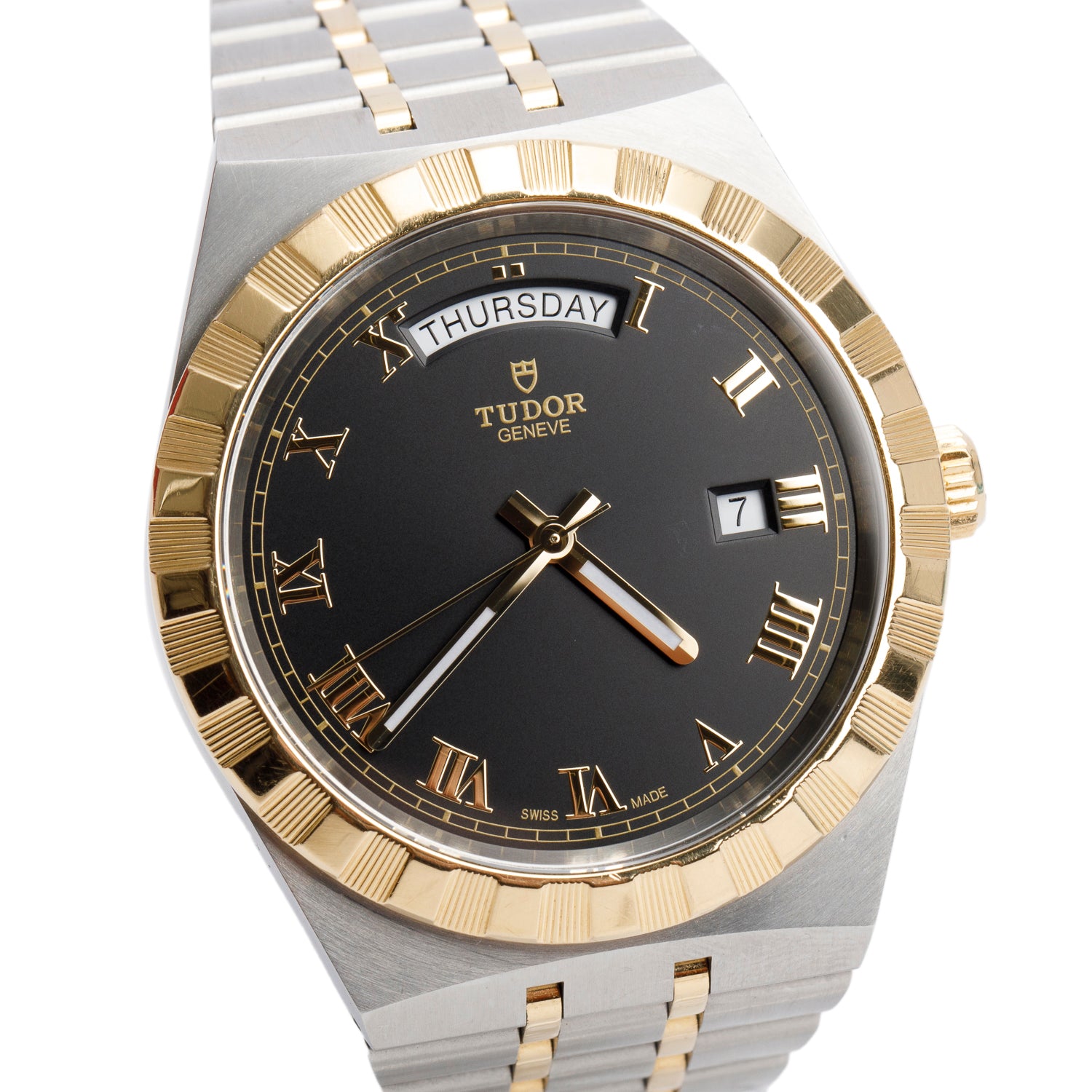 Tudor 2022 Stainless Steel & 18k Yellow Gold Royal 41 MM Automatic Watch Black Dial 28603 w/ Box & Papers