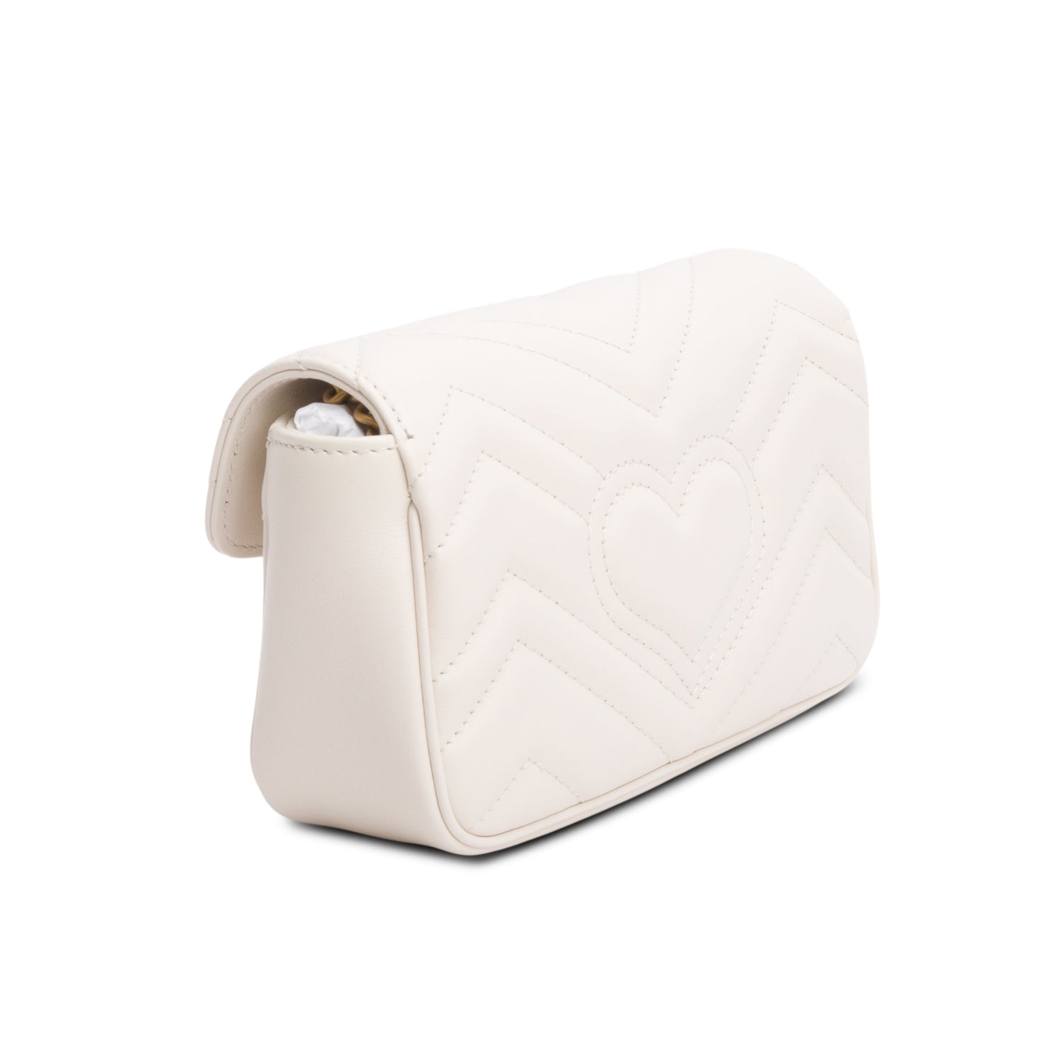 Gucci White GG Marmont Matelasse Leather Mini Shoulder Bag w/ Box