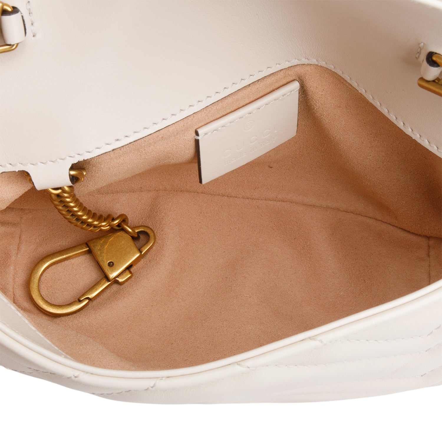 Gucci White GG Marmont Matelasse Leather Mini Shoulder Bag w/ Box