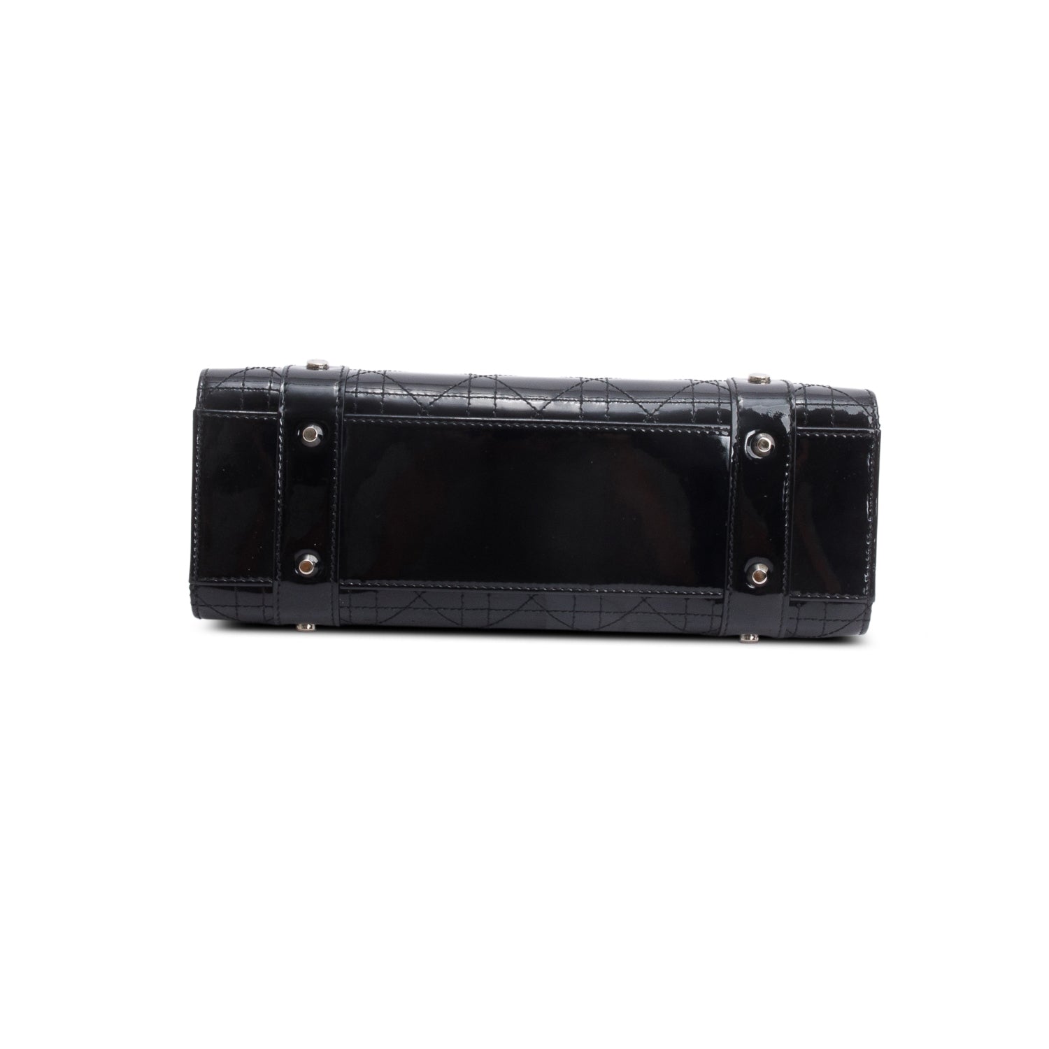 Christian Dior Vintage Black Patent Leather Cannage Calfskin Small East West Lady Dior W/ Authenticity Card