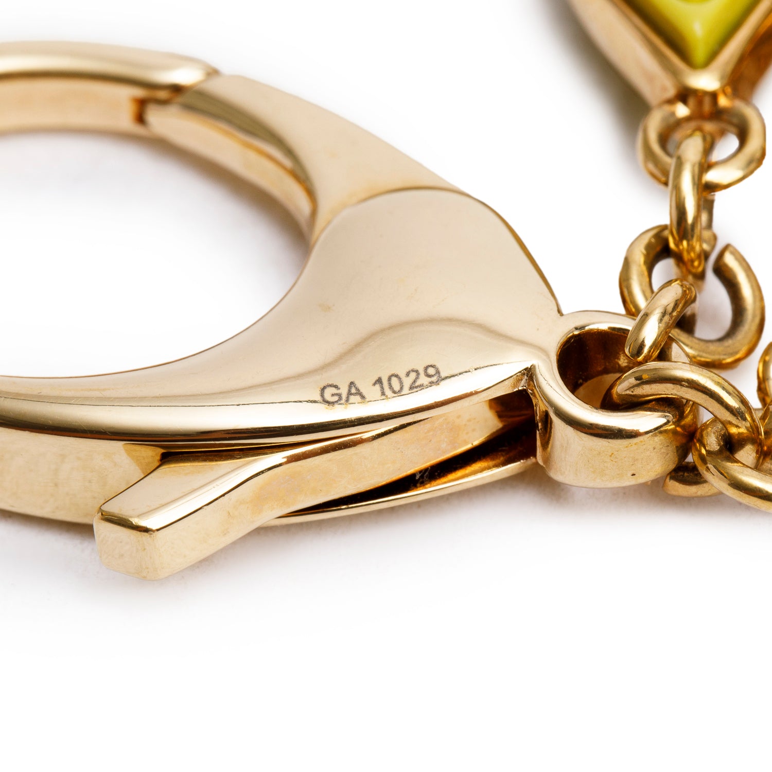 Louis Vuitton Gold-Tone Metal Grey/Green Resin Naif Bag Charm & Key Holder w/ Box