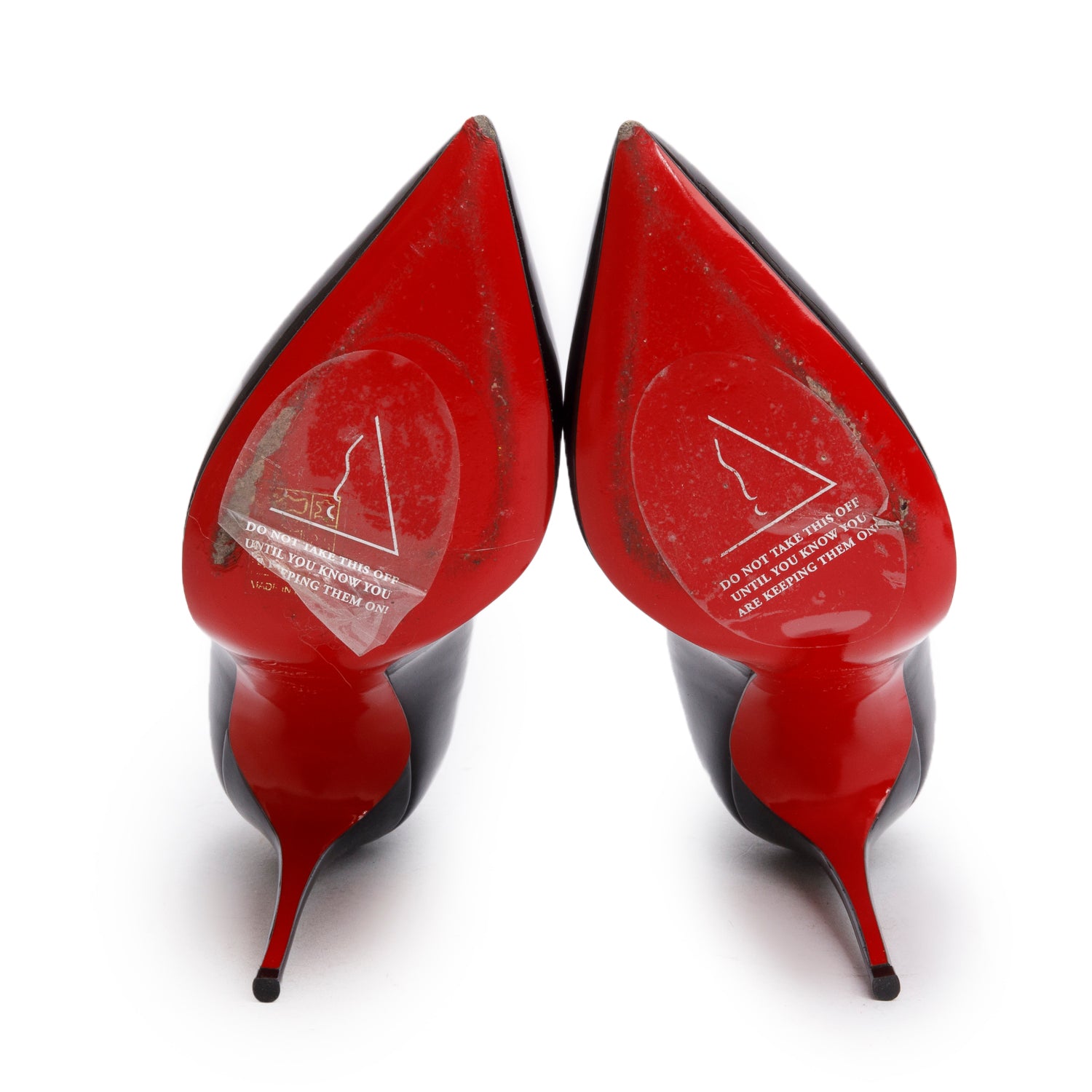Christian Louboutin Black Patent Leather Hot Chick Pumps, Size 38 w/ Box & Receipt