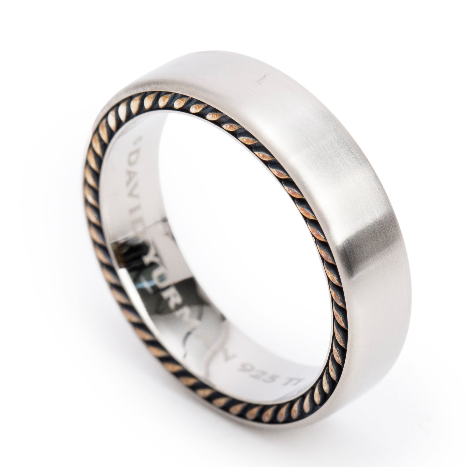 David Yurman Grey Titanium & Sterling Silver 6 MM Streamline Band Ring, Size 11