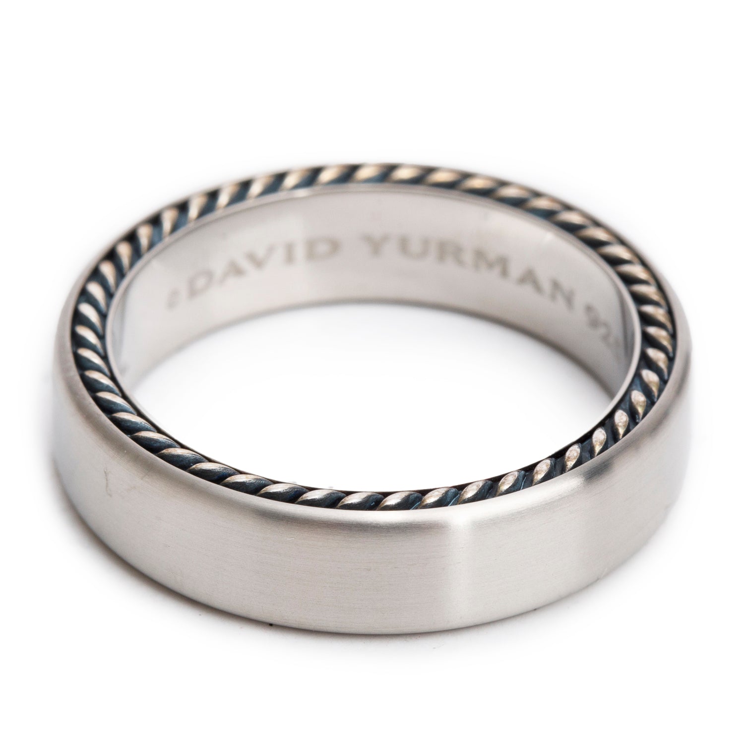 David Yurman Grey Titanium & Sterling Silver 6 MM Streamline Band Ring, Size 11