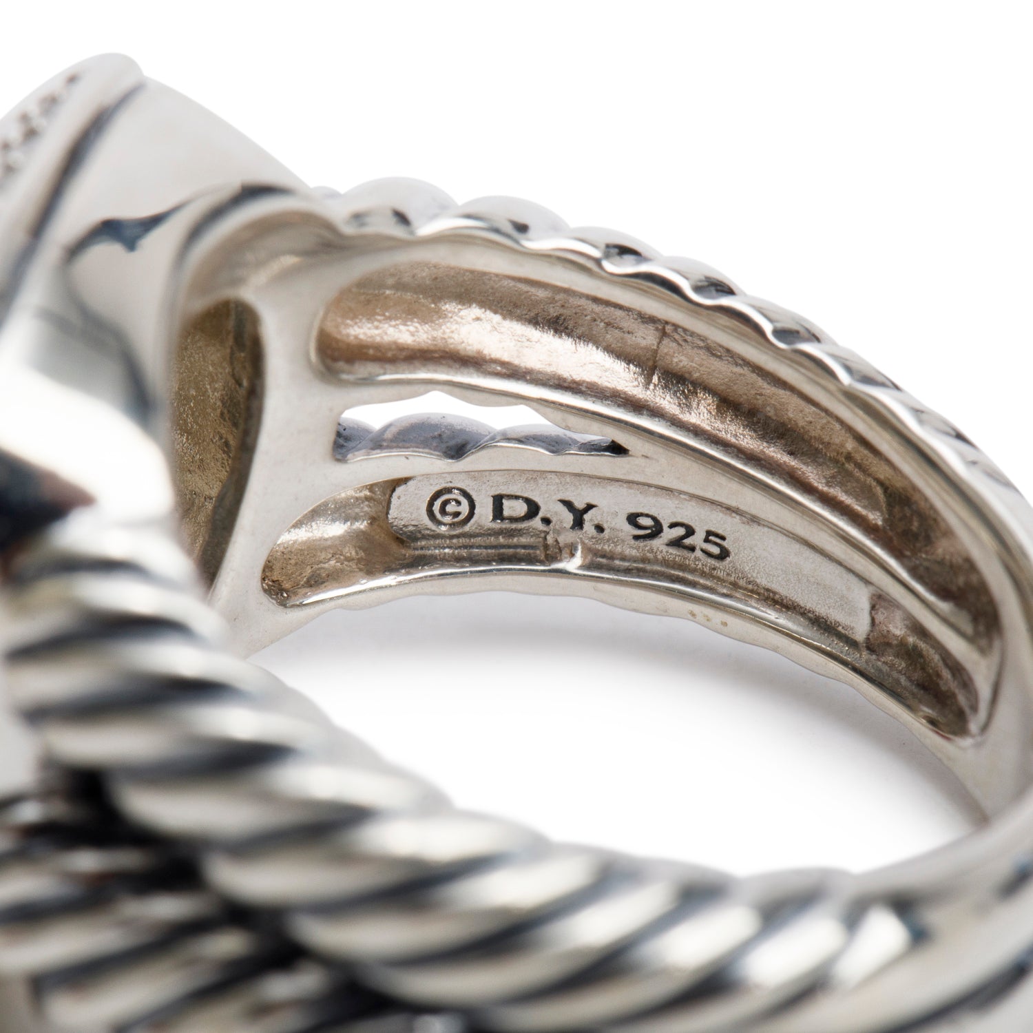 David Yurman Sterling Silver Hematite & Diamond Albion Ring, Size 7