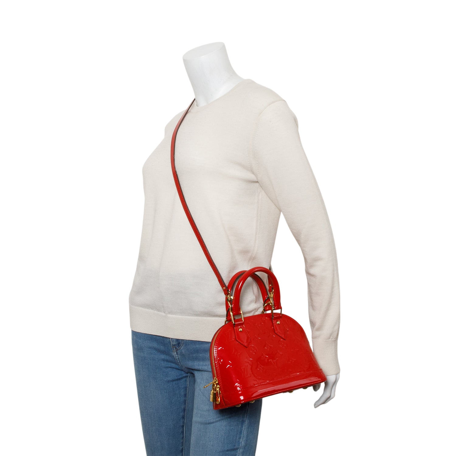 Louis Vuitton Red Monogram Vernis Leather Alma BB w/ Box & Strap