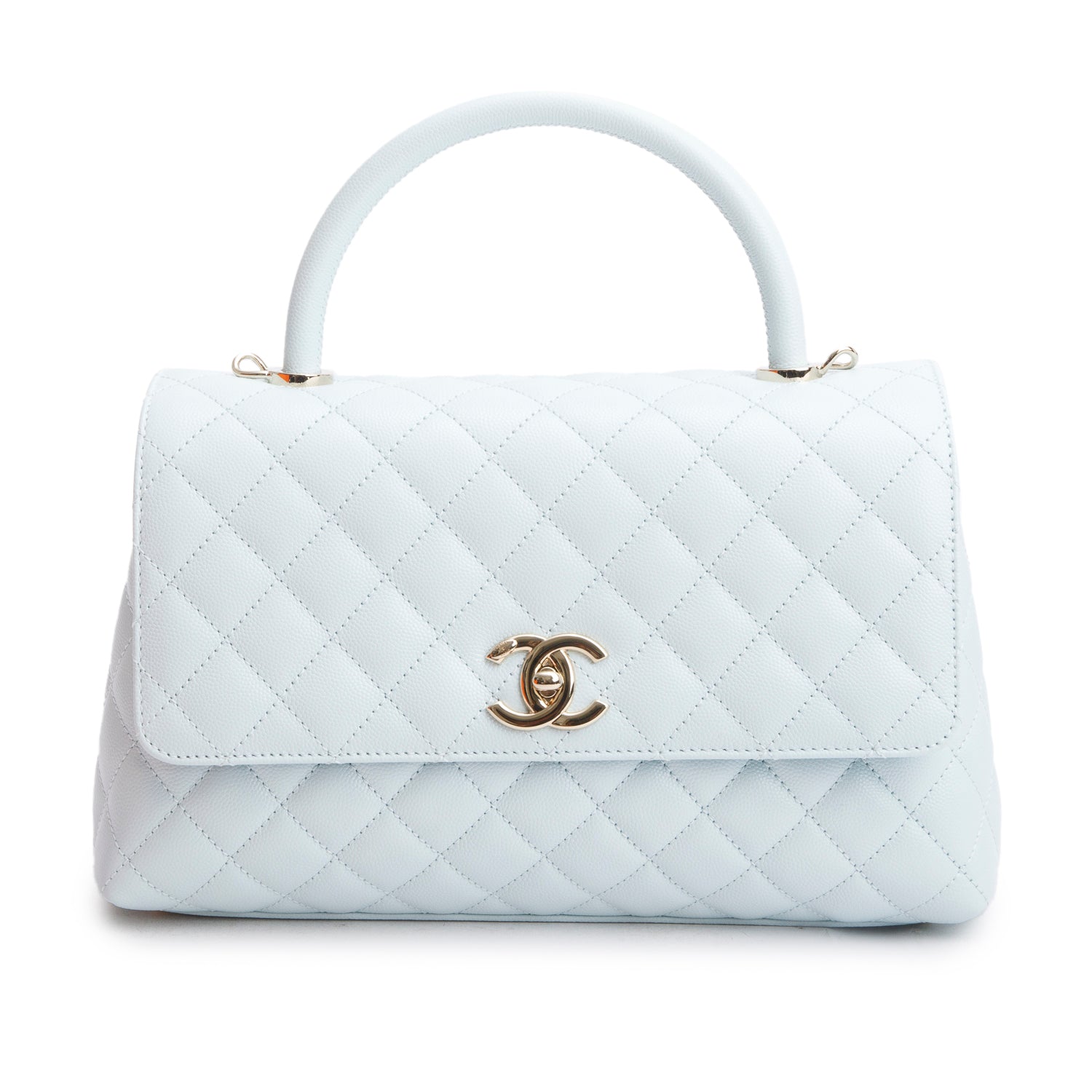 Chanel Blue Caviar Quilted Small Coco Handle Flap w/ Box & Strap