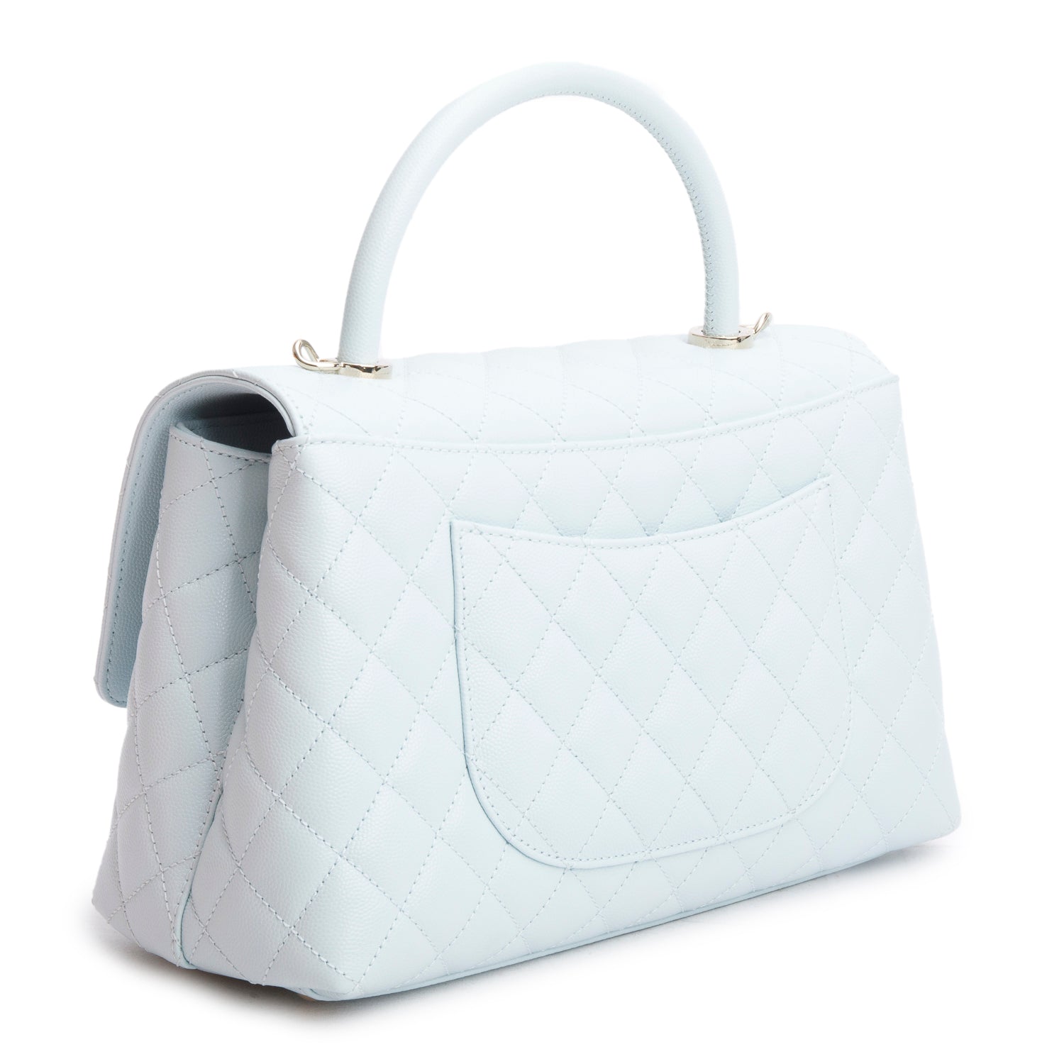 Chanel Blue Caviar Quilted Small Coco Handle Flap w/ Box & Strap
