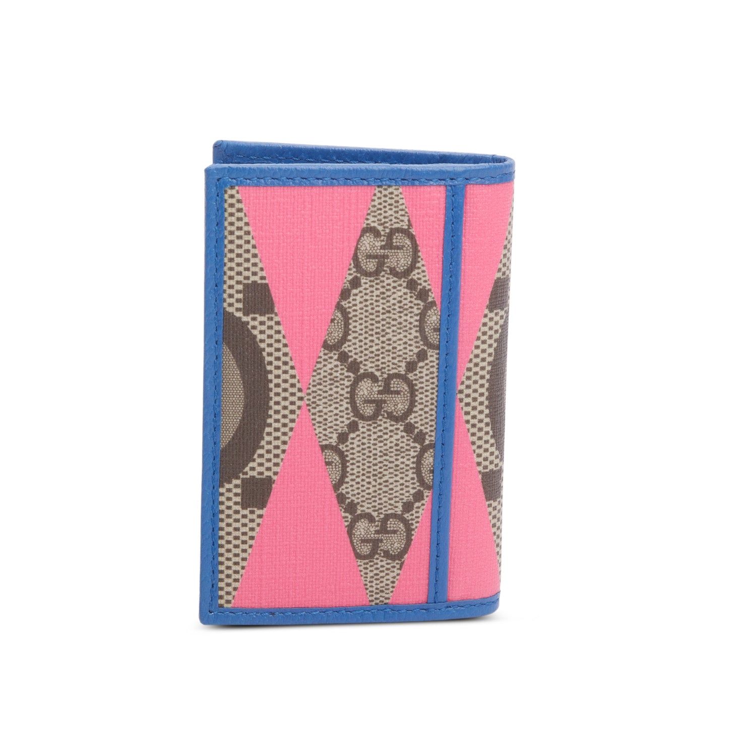 Gucci GG Supreme Monogram Textured Dollar Calfskin Rhombus Print Card Case w/ Box