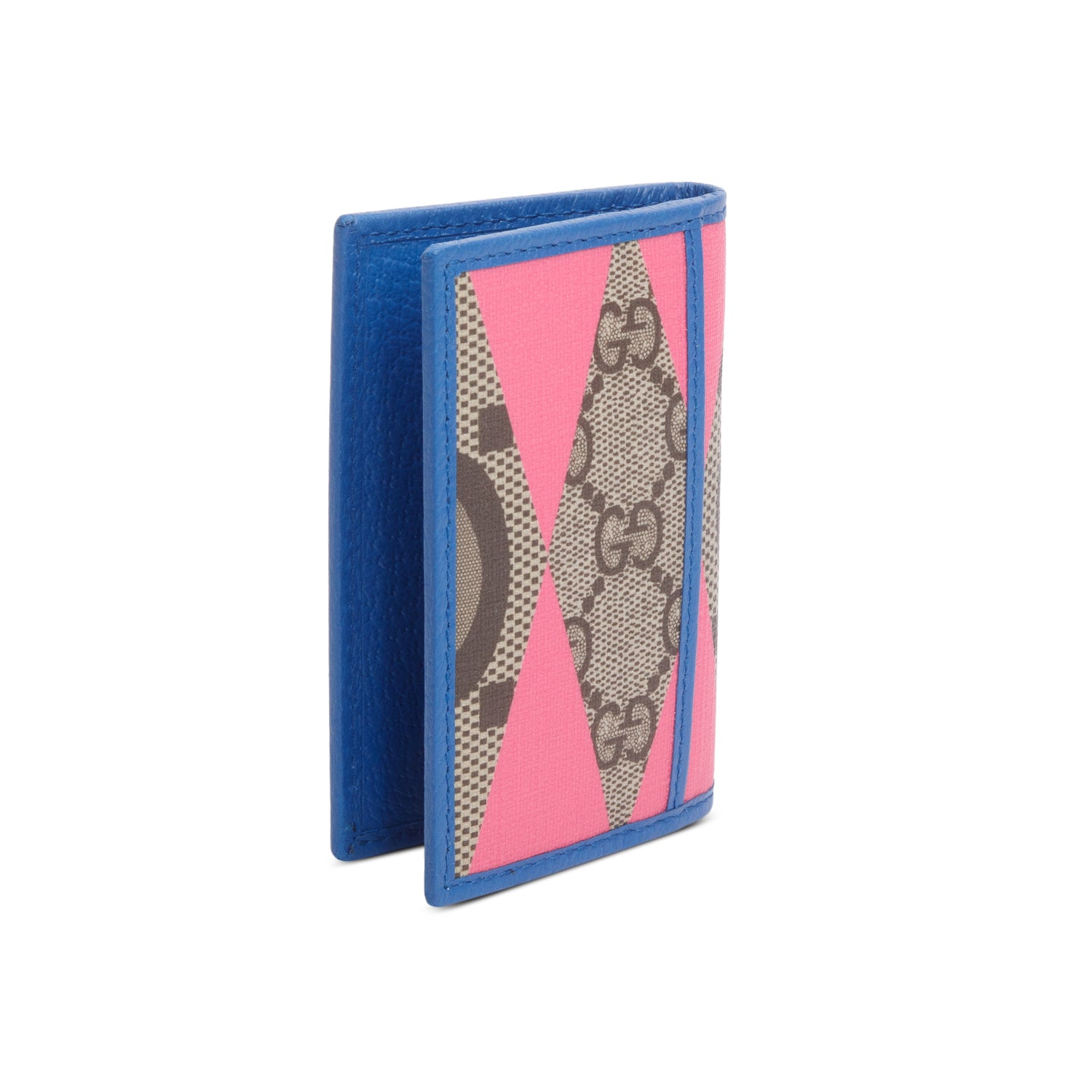 Gucci GG Supreme Monogram Textured Dollar Calfskin Rhombus Print Card Case w/ Box