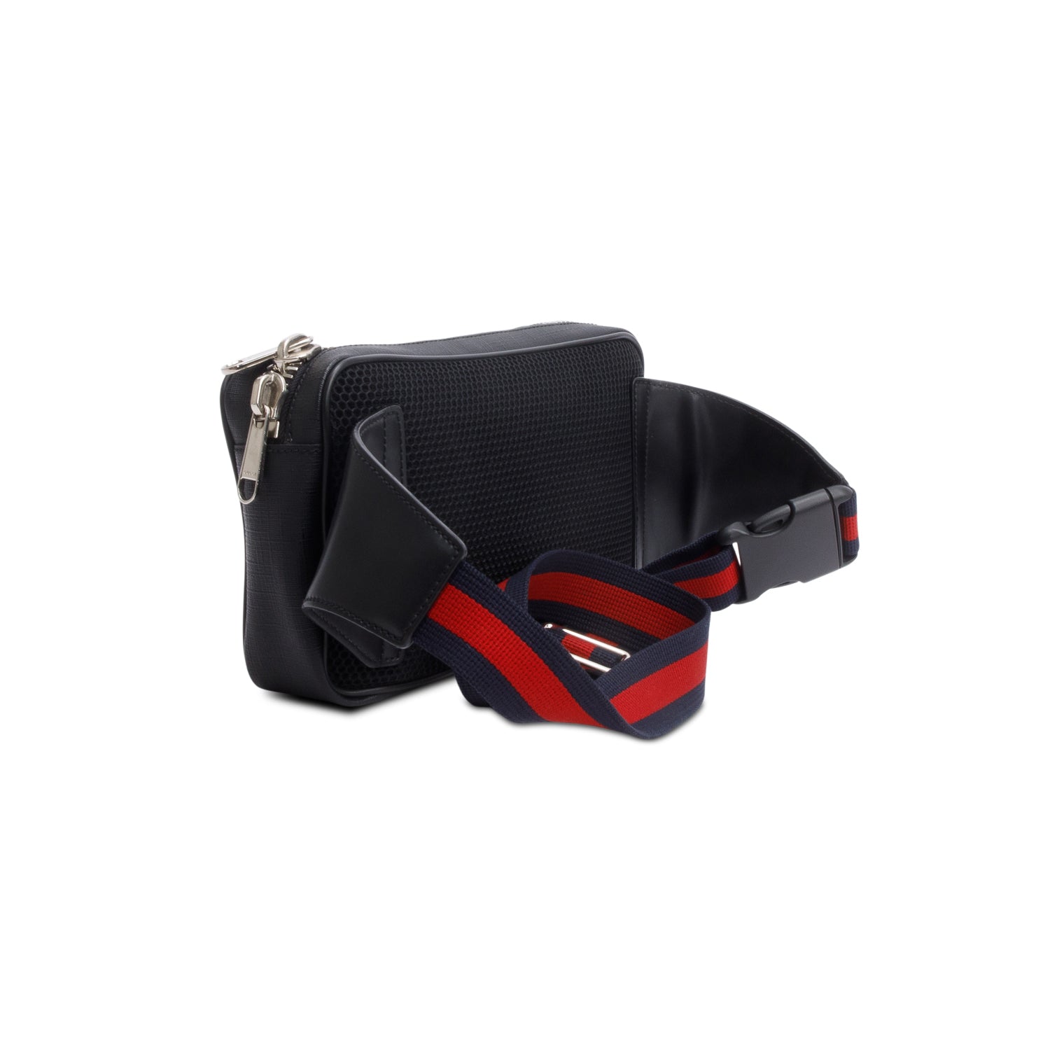 Gucci Black Soft GG Supreme Monogram Web Belt Bag