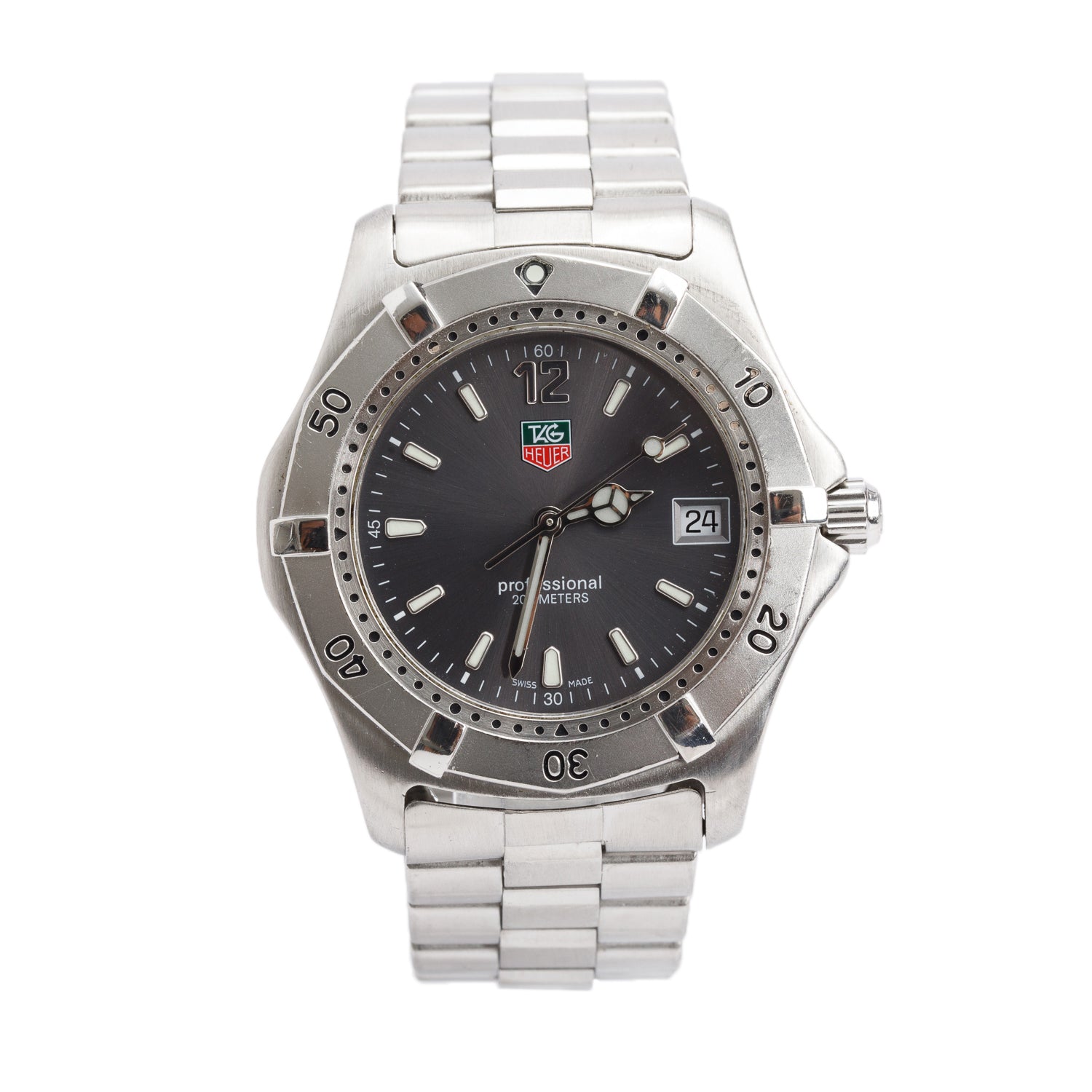 Tag Heuer Stainless Steel 2000 Professional 200M 38 MM Quartz Watch Grey Dial WK1115