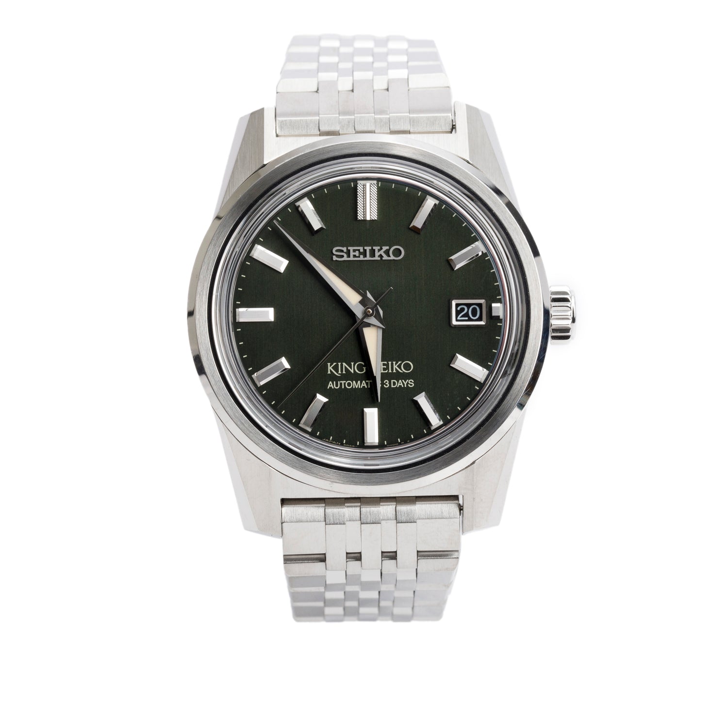 Seiko Stainless Steel King Seiko 38 MM Automatic Watch Olive Green Dial SPB391J1 w/ Box