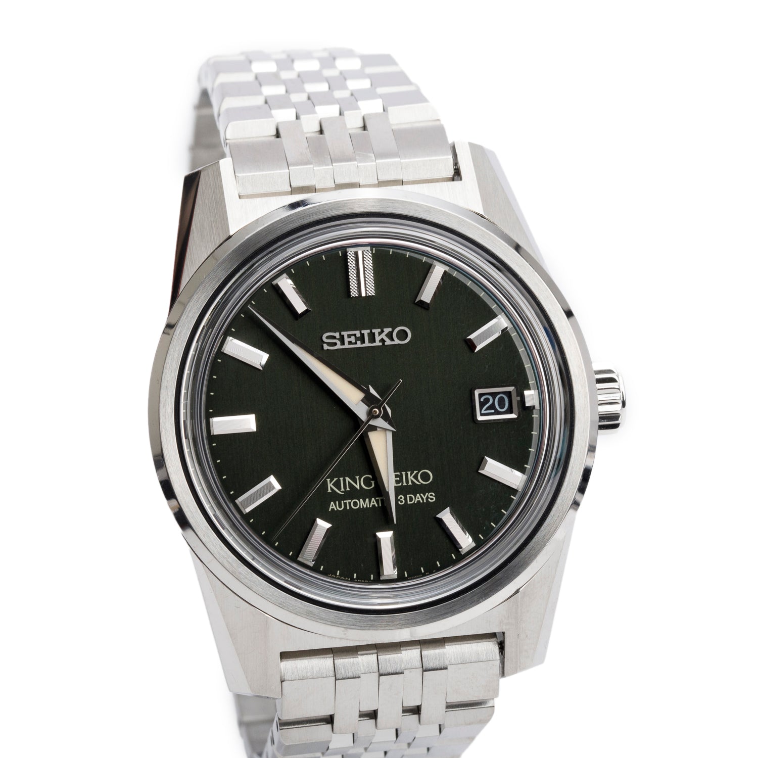 Seiko Stainless Steel King Seiko 38 MM Automatic Watch Olive Green Dial SPB391J1 w/ Box