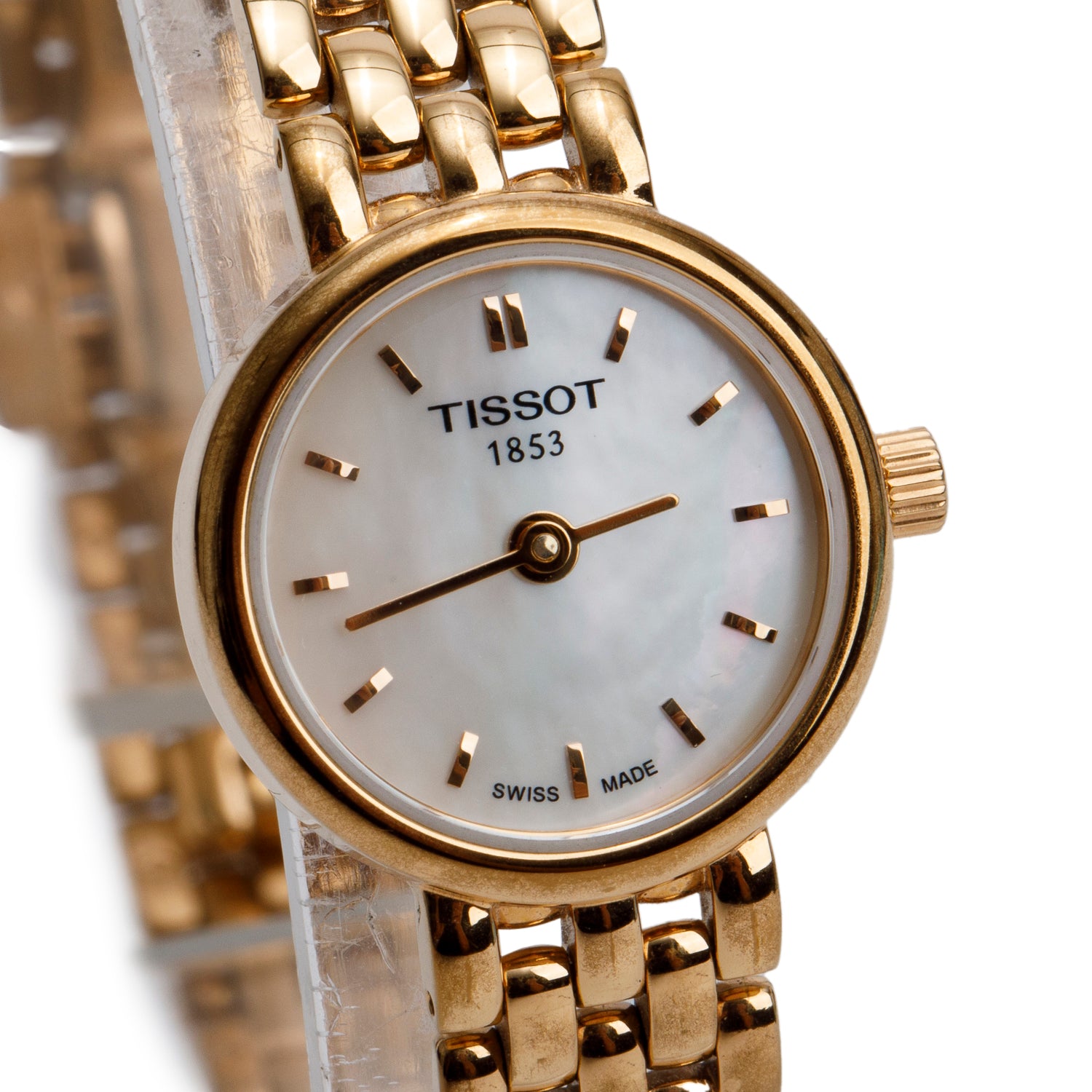 Tissot Gold-Plated Stainless Steel Lovely 19.5 MM Quartz Watch Mother of Pearl Dial w/ Box