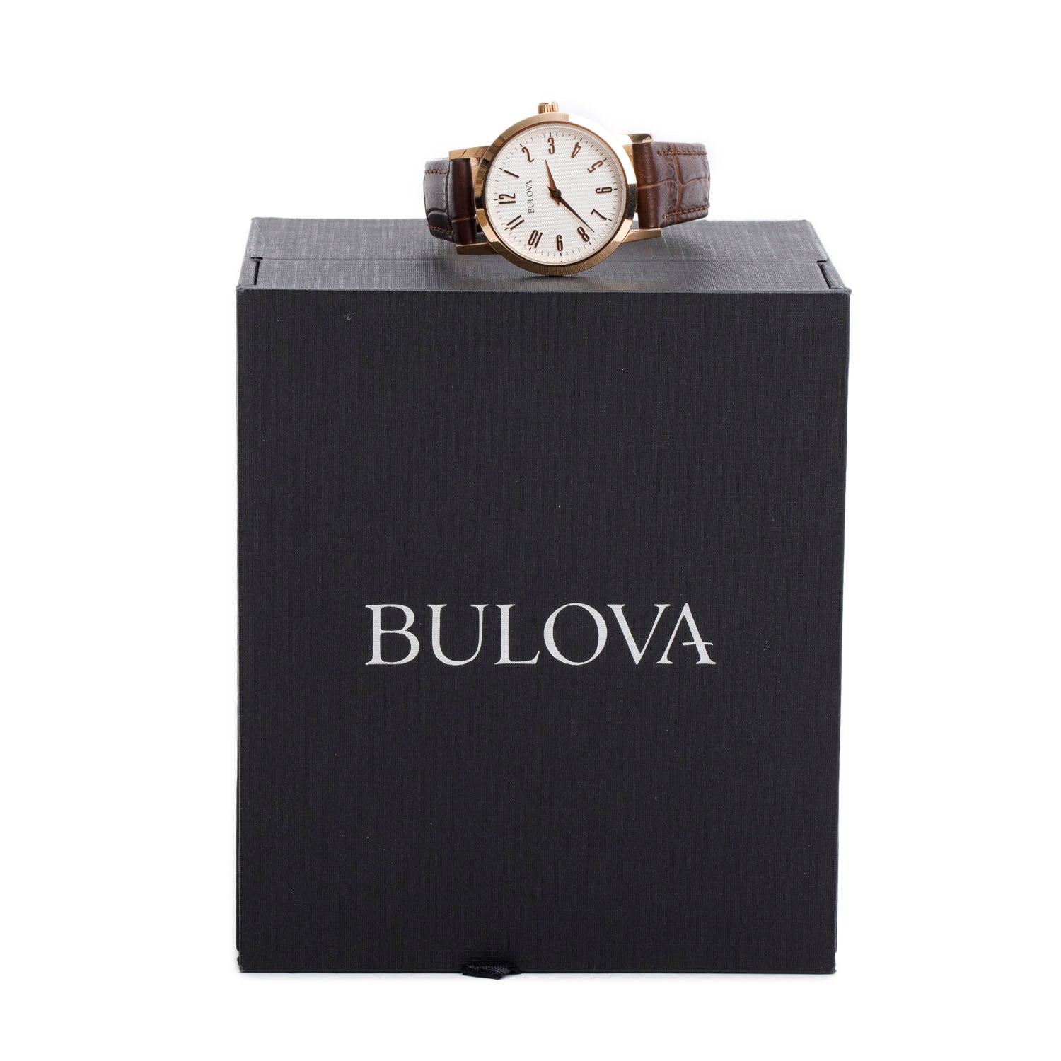 Bulova Rose Gold-Plated Stainless Steel 27 MM Quartz Watch White Dial 97L121 w/ Box
