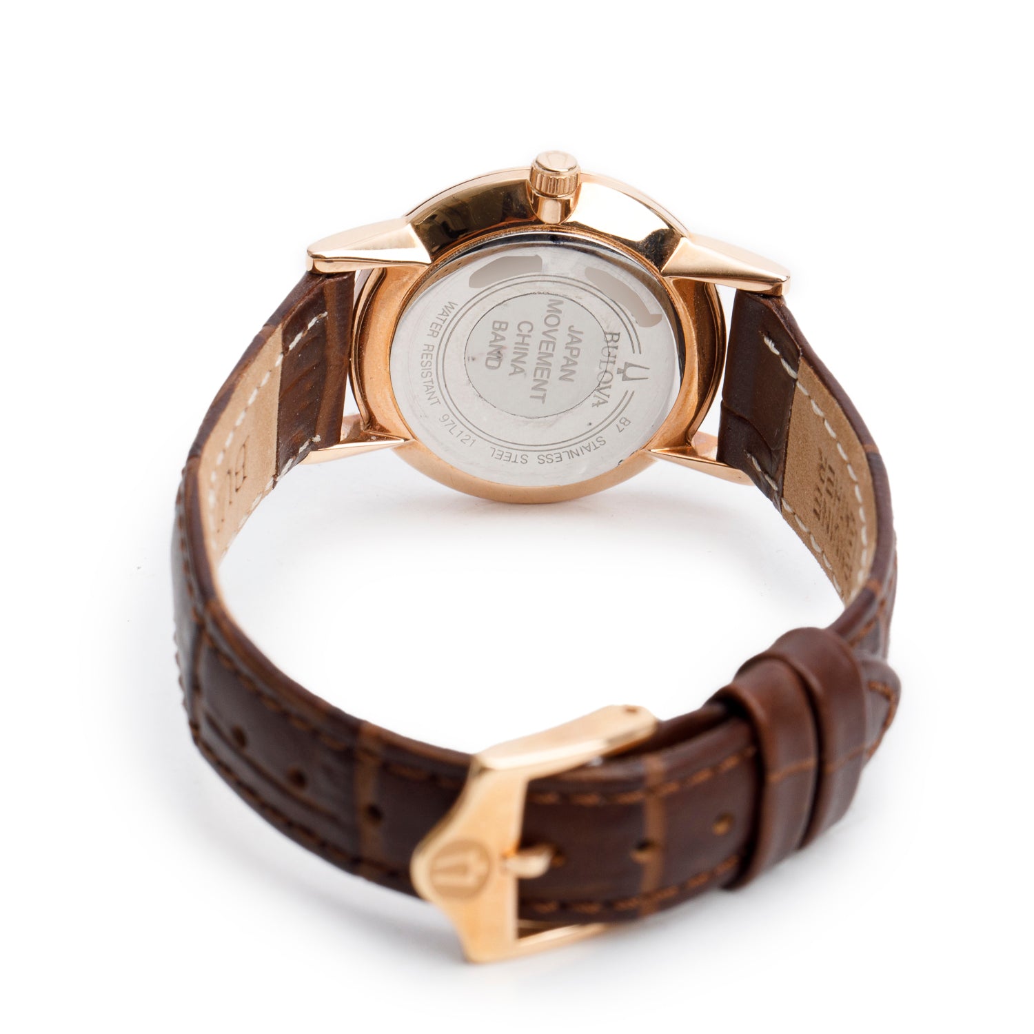 Bulova Rose Gold-Plated Stainless Steel 27 MM Quartz Watch White Dial 97L121 w/ Box