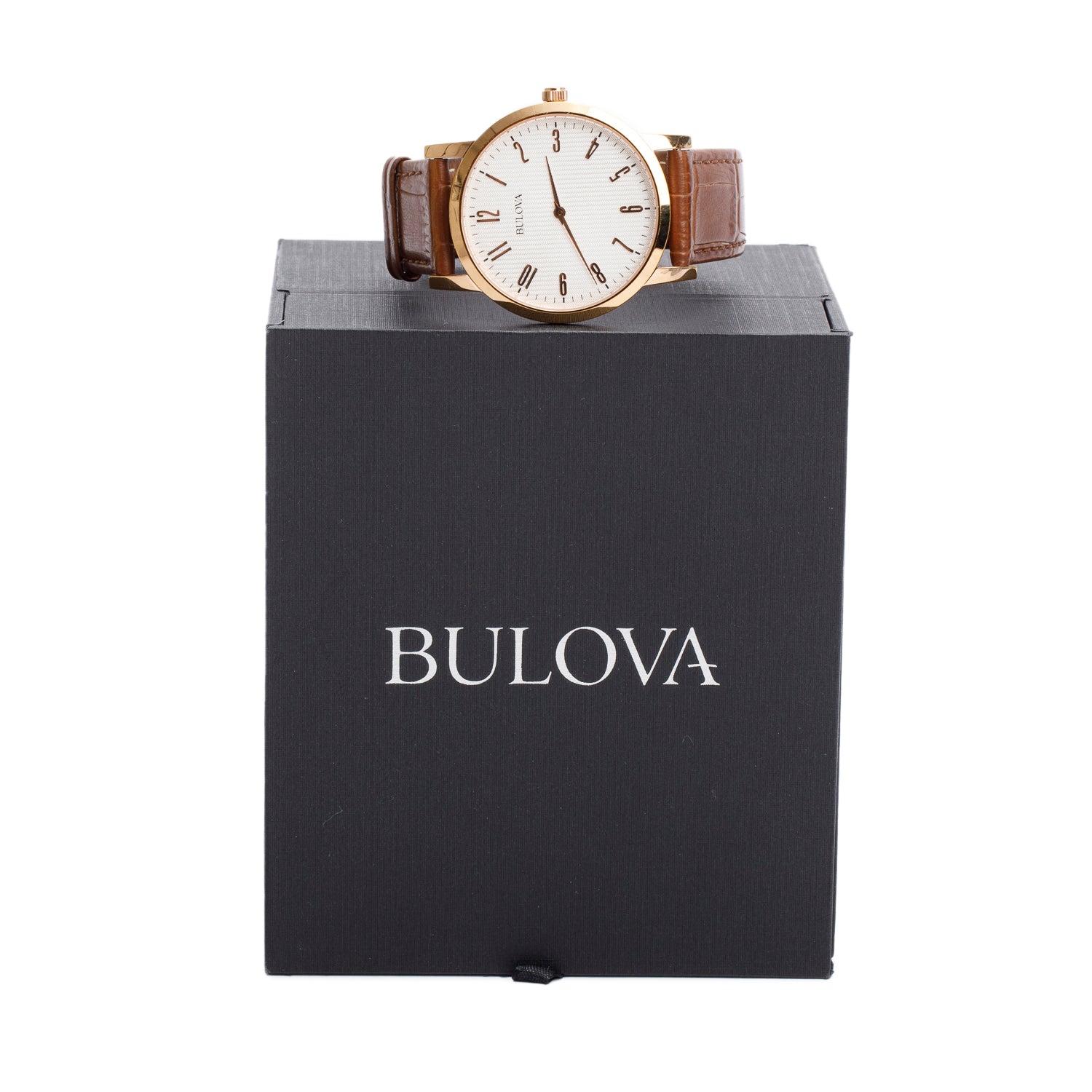 Bulova Rose Gold-Plated Stainless Steel 38 MM Classic Quartz Watch Silver Dial 97A106 w/ Box