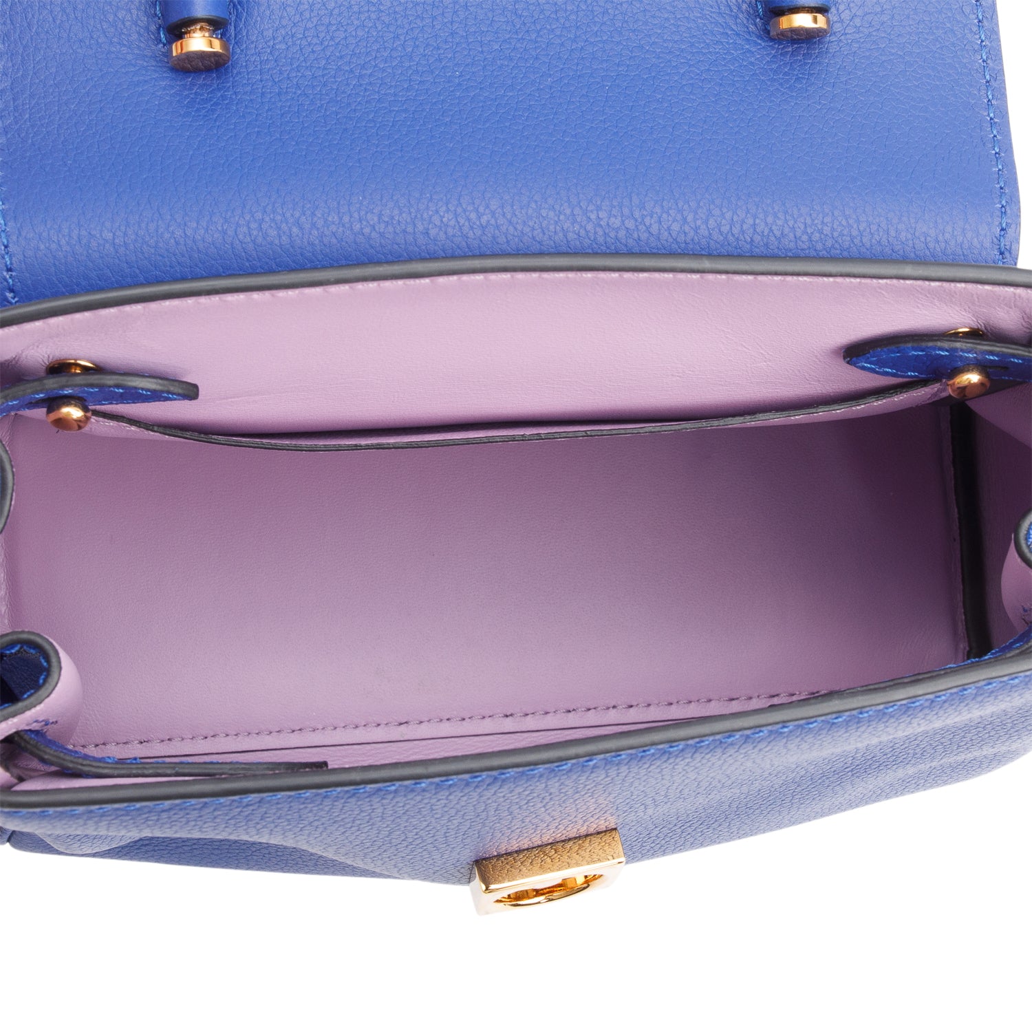 Versace Blue Grained Leather La Medusa Small Handbag w/ Straps