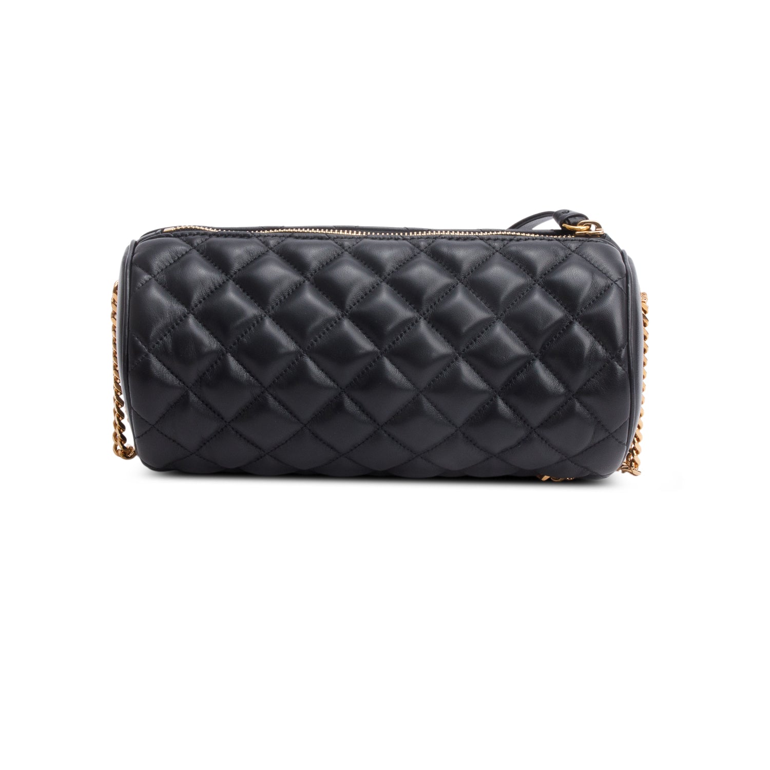 Versace Black Nappa Quilted Leather La Medusa Chain Shoulder Bag