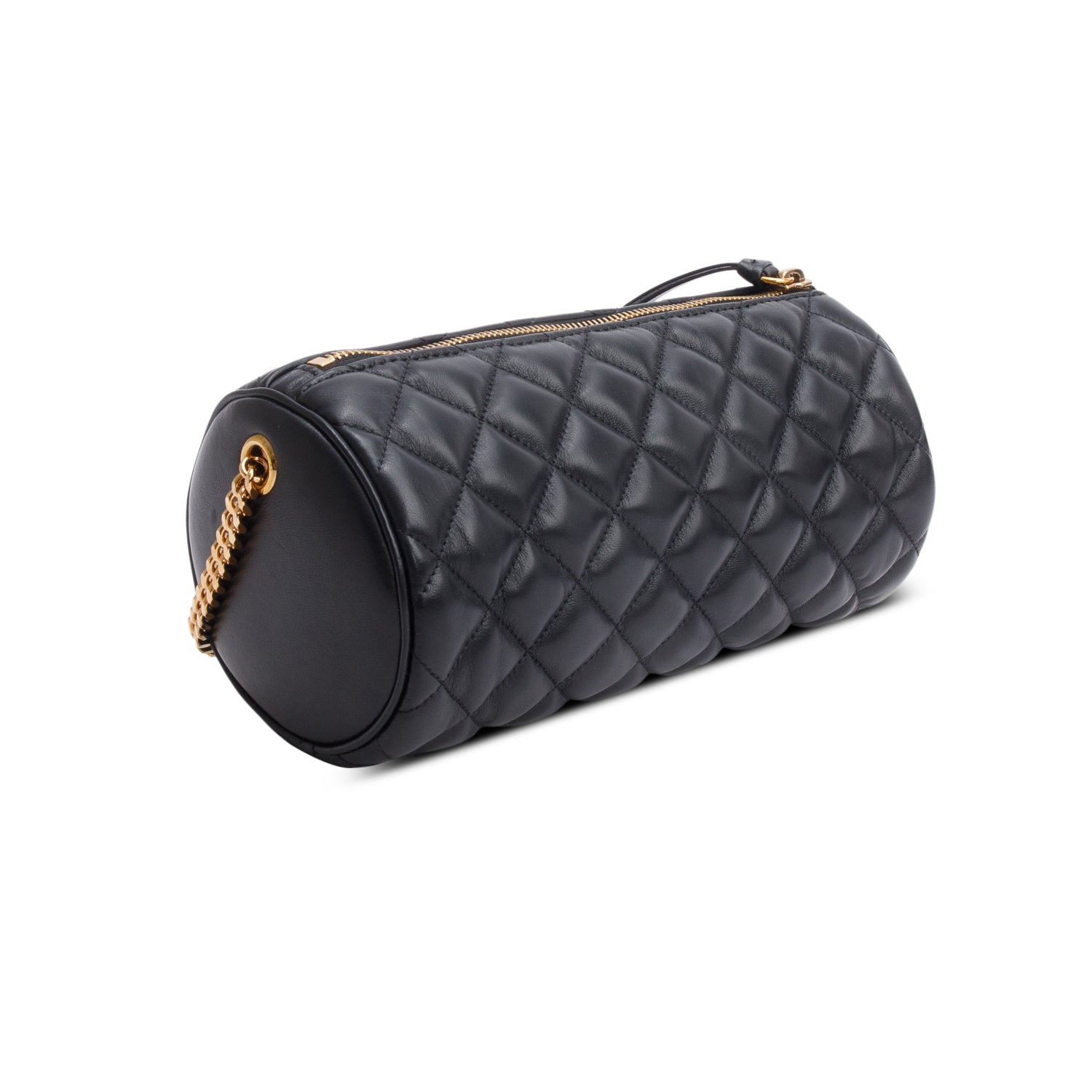 Versace Black Nappa Quilted Leather La Medusa Chain Shoulder Bag
