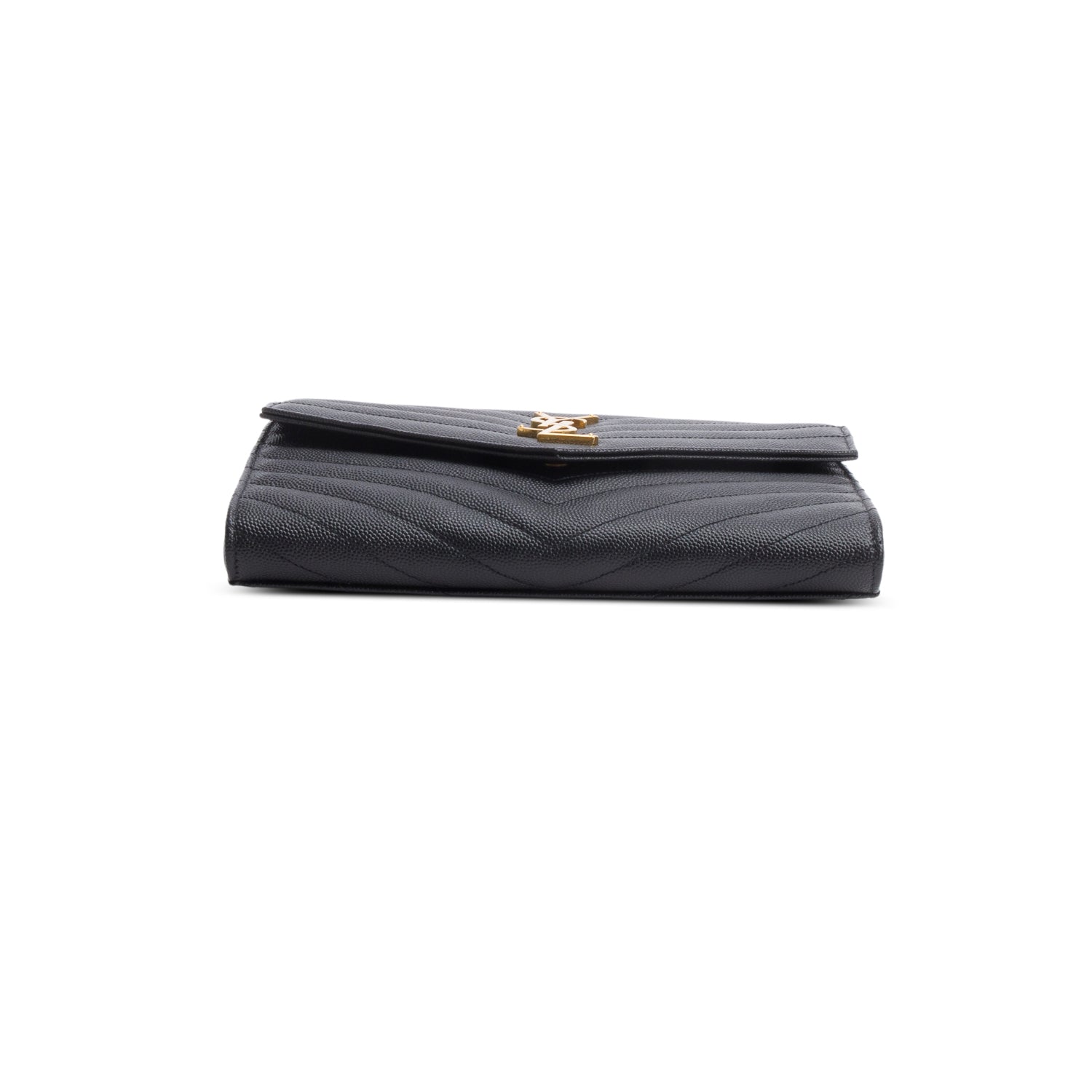 Saint Laurent 2020 Black Grain De Poudre Matelasse Chevron Cassandre Flap Clutch