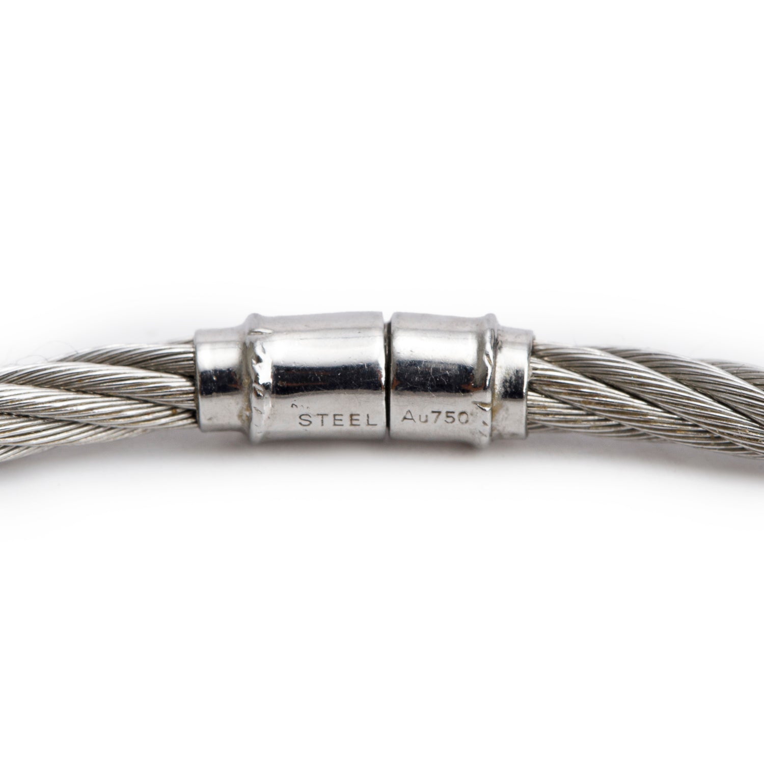 Charriol Stainless Steel & 18k White Gold Diamond Three-Station Cable Bracelet