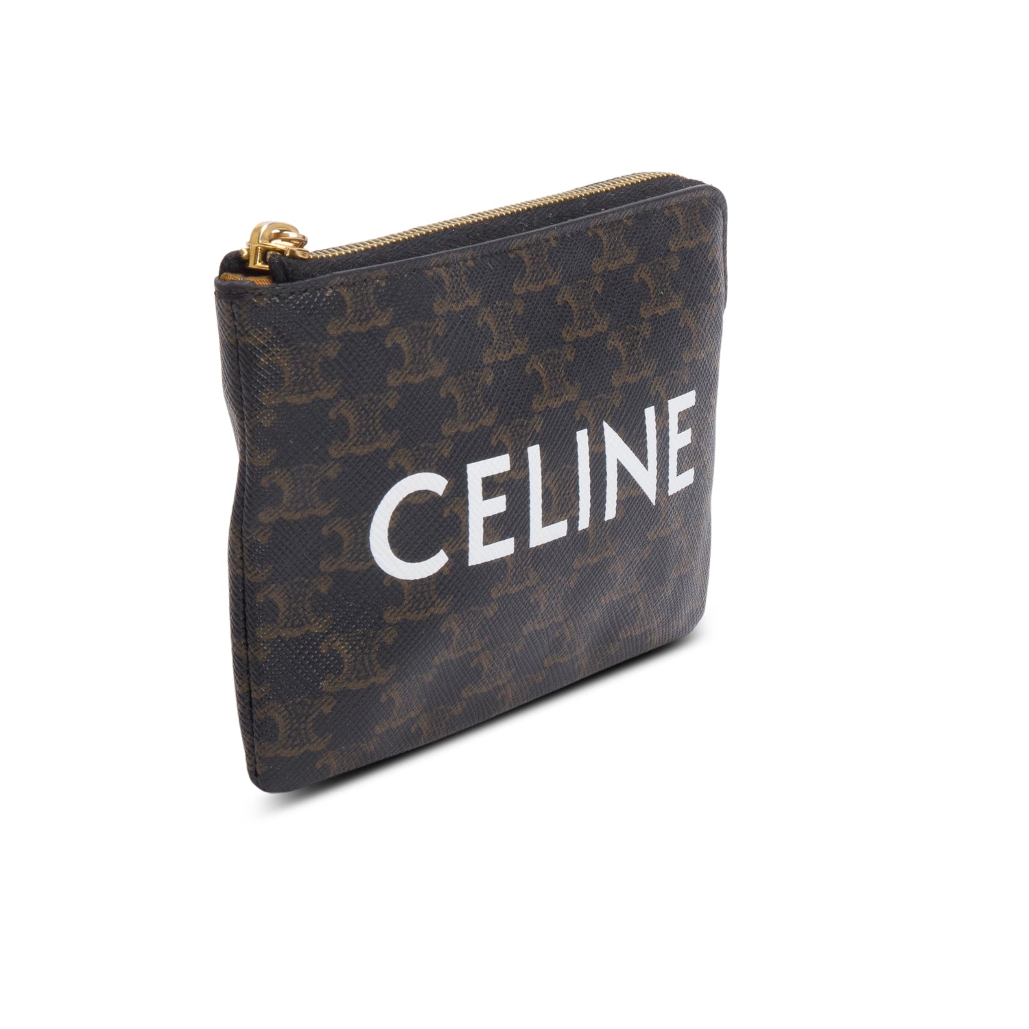 Celine 2024 Triomphe Canvas Logo Coin and Card Pouch with Hook w/ Box & Receipt