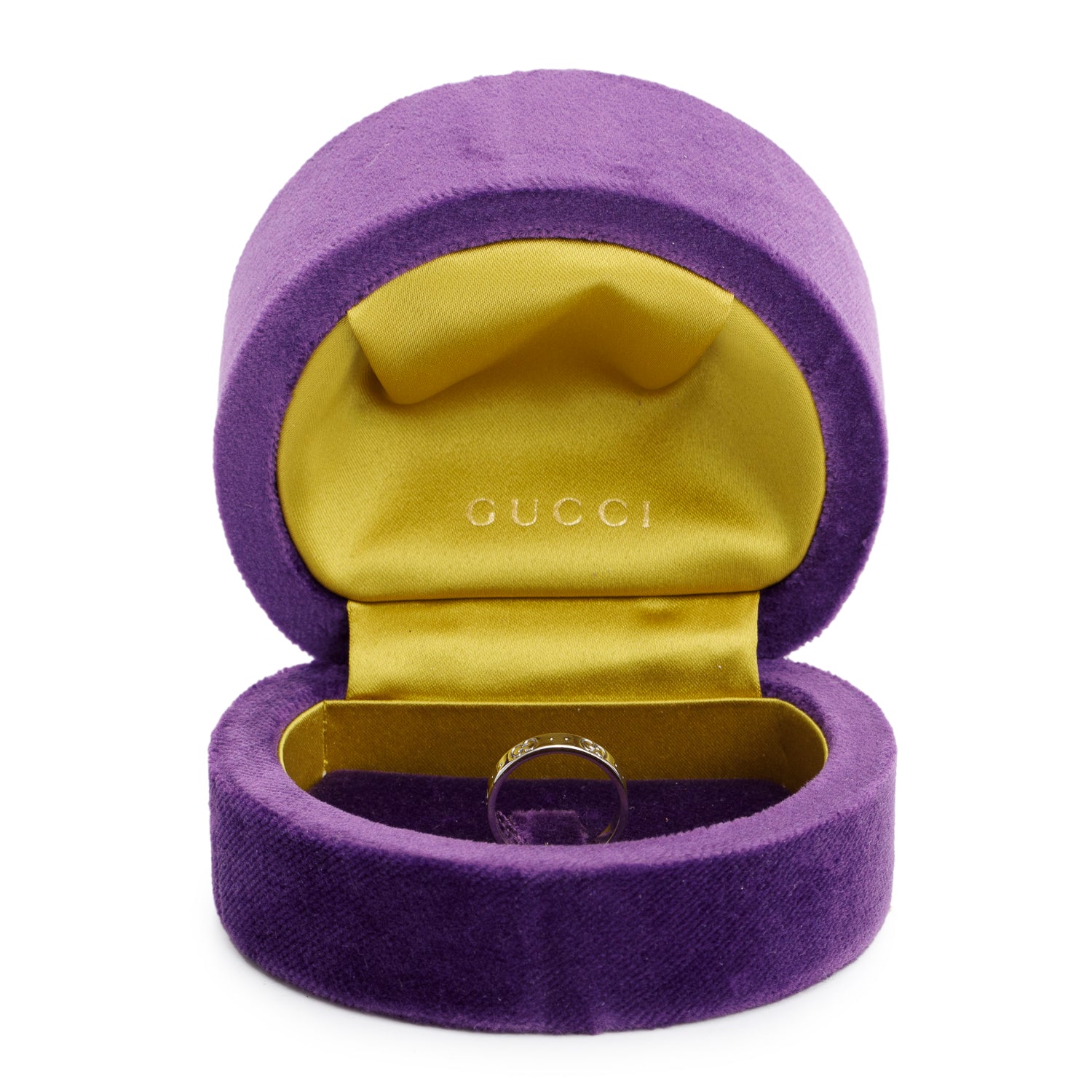 Gucci 18k White Gold Icon 4 MM Band Ring, Size 11 5.75 w/ Box