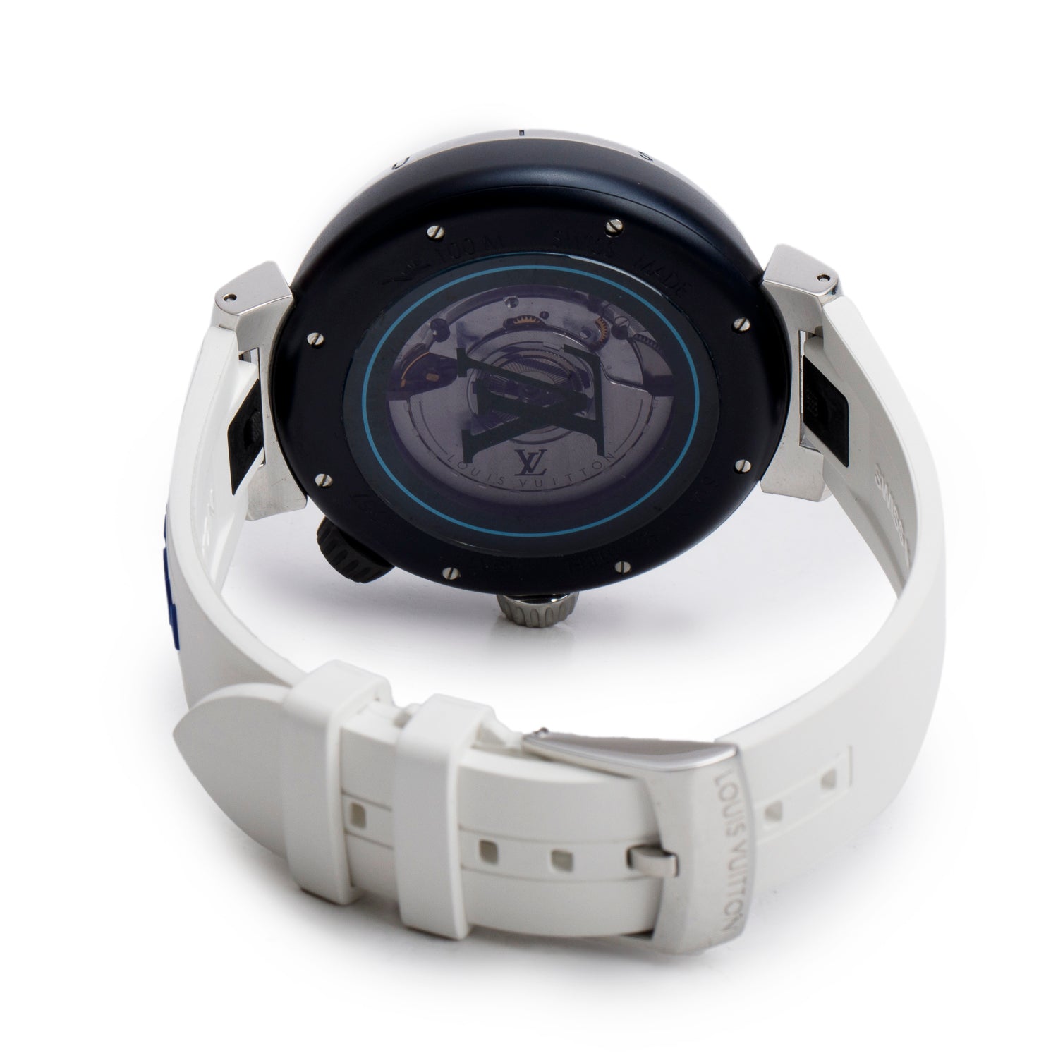 Louis Vuitton Stainless Steel & Blue PVD Tambour Street Diver 44 MM Automatic Watch QA121 w/ Box & Papers