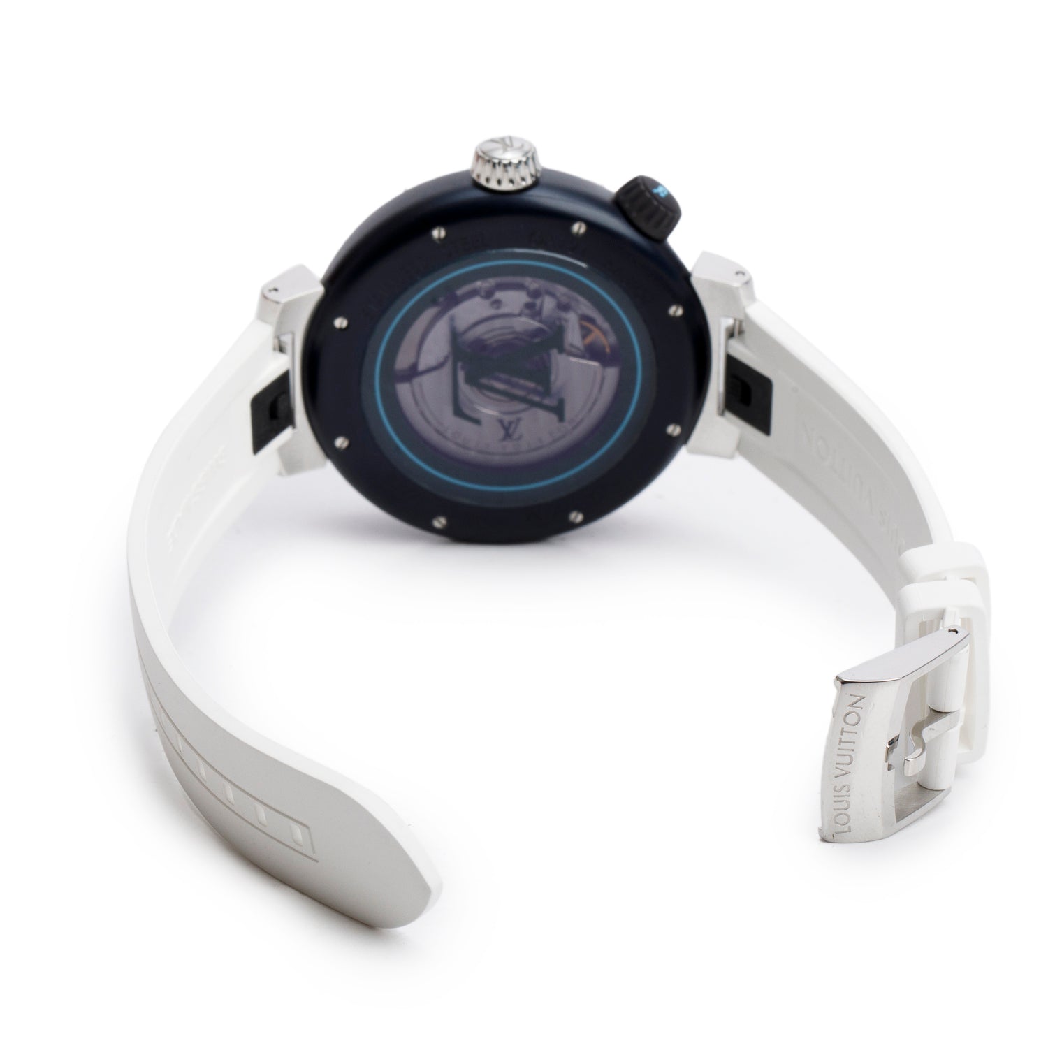 Louis Vuitton Stainless Steel & Blue PVD Tambour Street Diver 44 MM Automatic Watch QA121 w/ Box & Papers