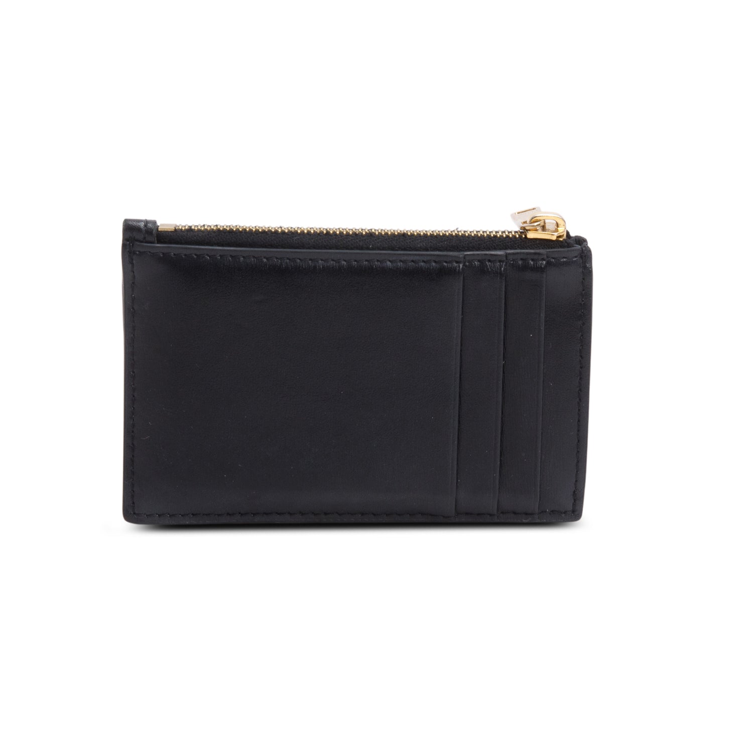 Celine 2023 Black Smooth Lambskin Triomphe Zipped Card Holder w/ Box