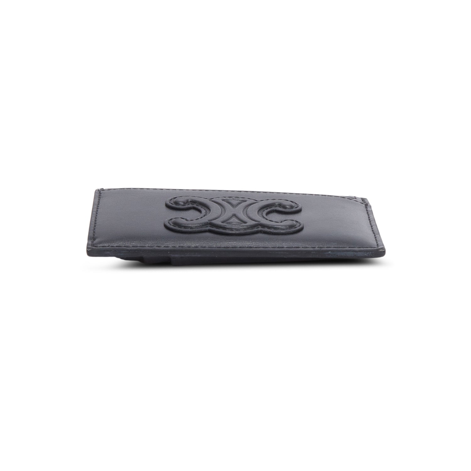 Celine 2023 Black Smooth Lambskin Triomphe Zipped Card Holder w/ Box
