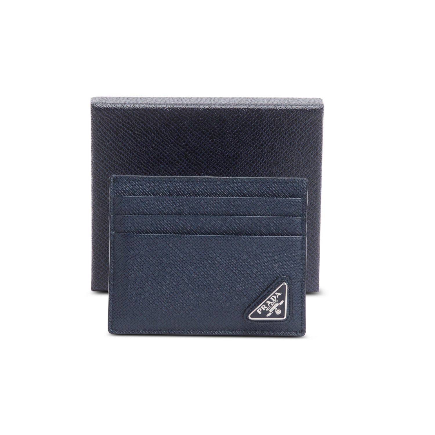 Prada Blue Saffiano Leather Card Holder w/ Box & Authenticity Card
