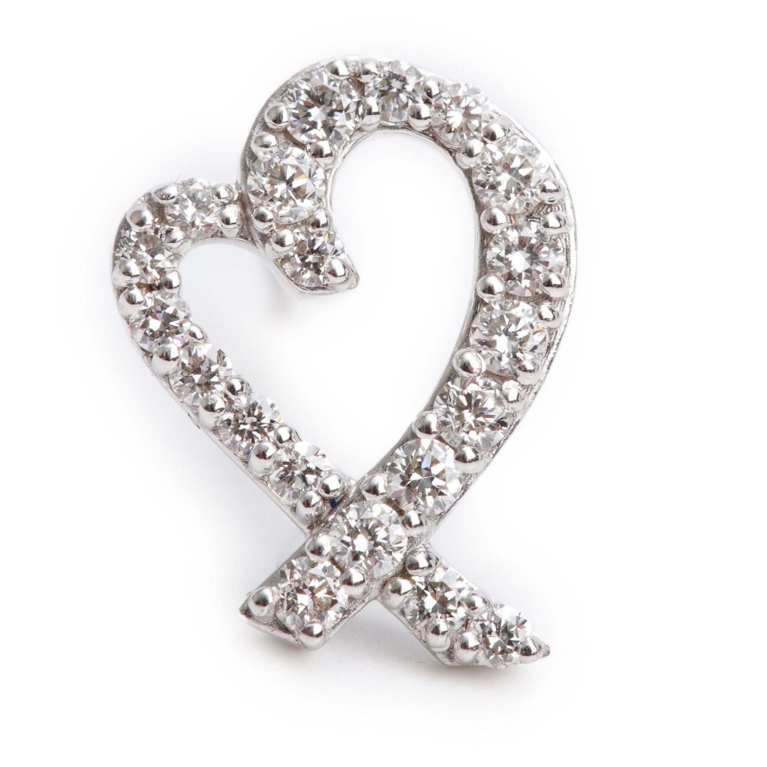 Tiffany & Co. Paloma Picasso 18k White Gold Diamond Loving Heart Mini Single Earring