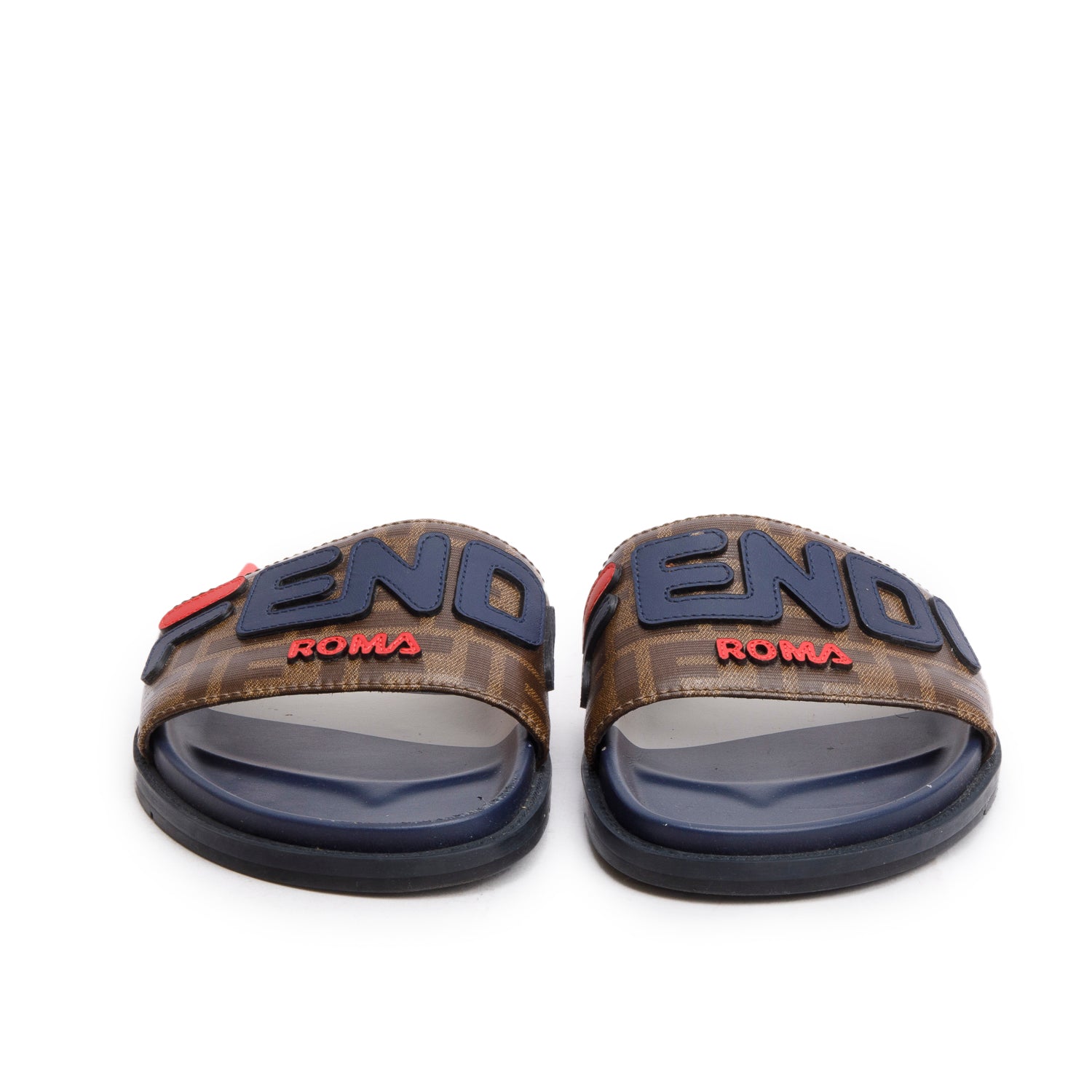 Fendi x Fila Zucca FF Logo Canvas Rubber Slides, Men’s Size 8 w/ Box